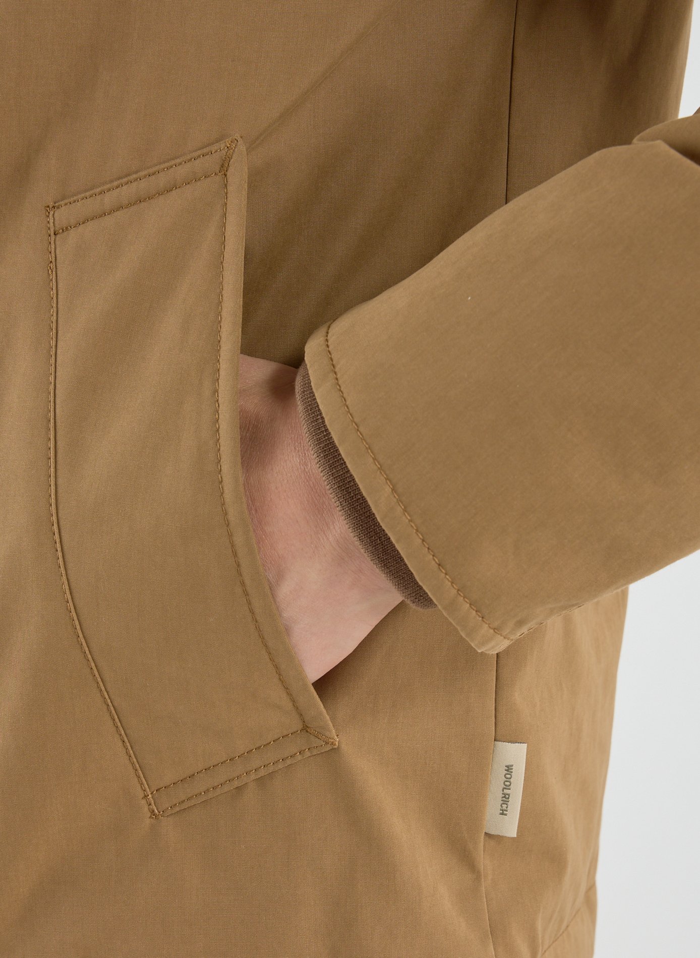 Jacket with high collar and hood WOOLRICH Brown