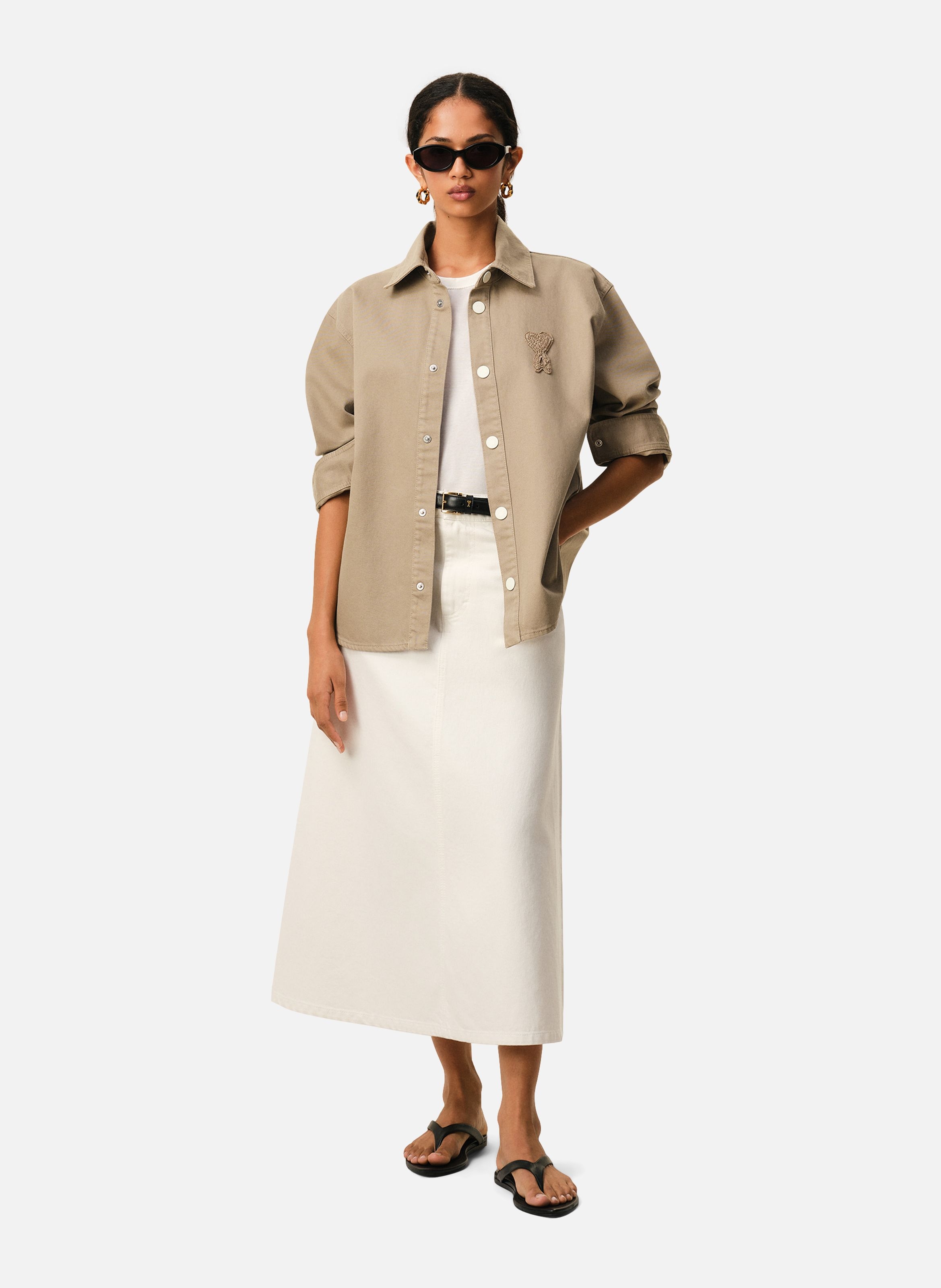 Surchemise ami de coeur en crochet unisexe en coton AMI PARIS Beige