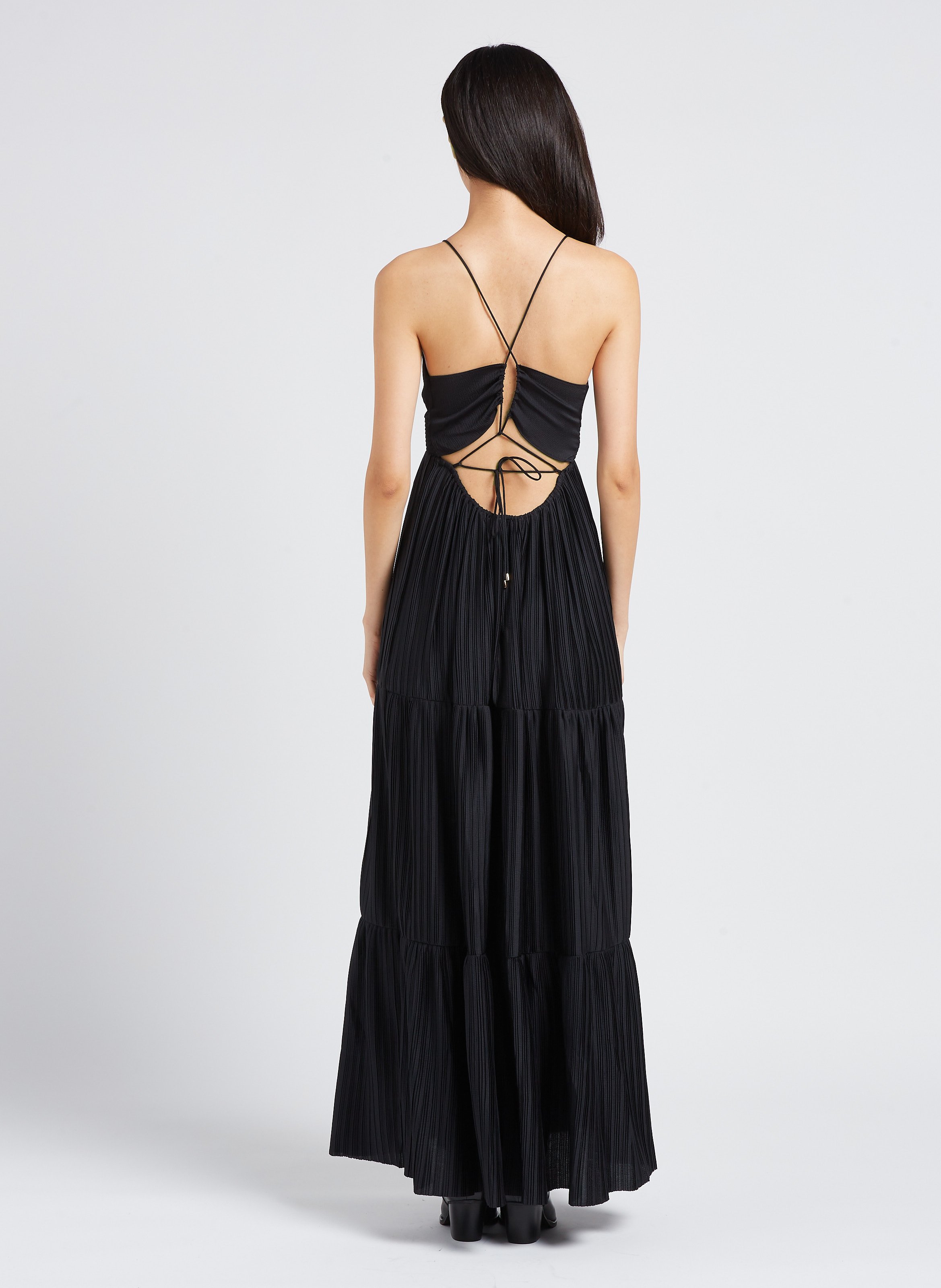 Robe longue col V plissée Wasta BA&SH Noir