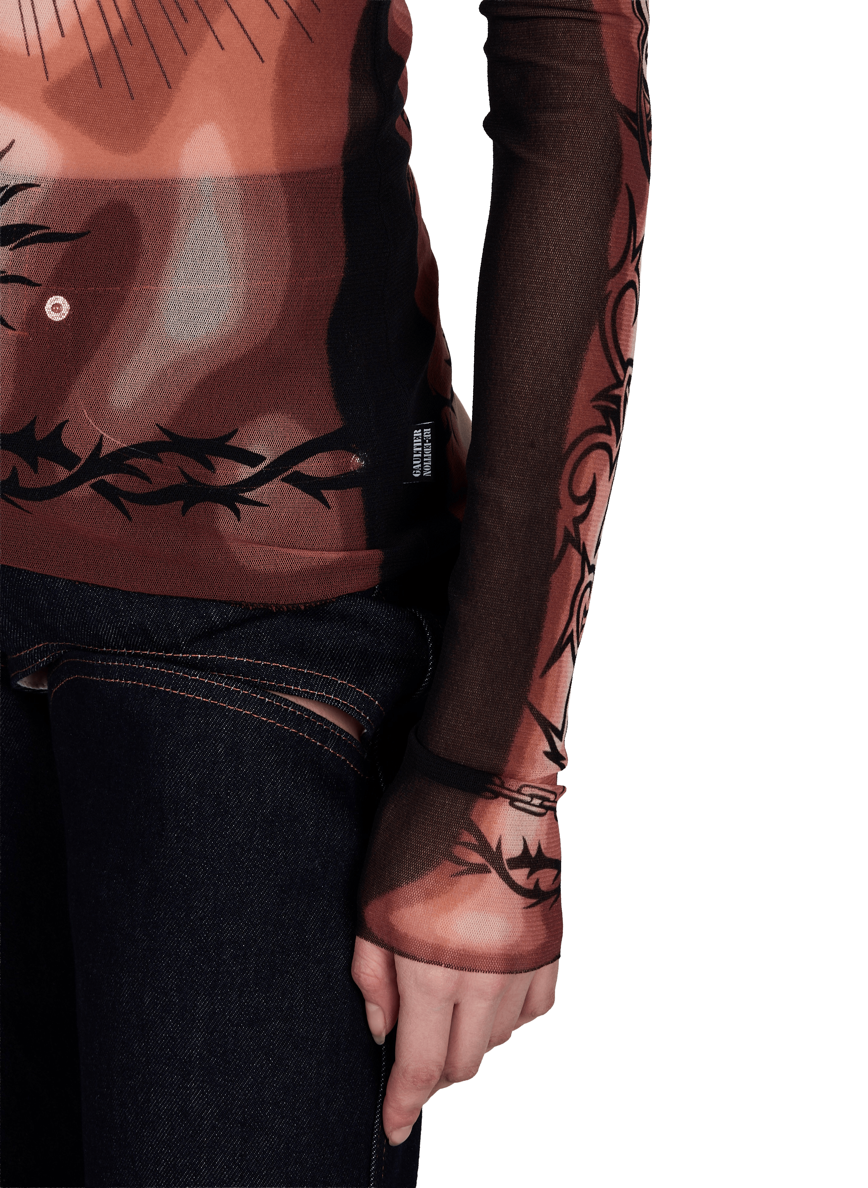 Printed sheer top JEAN PAUL GAULTIER Beige