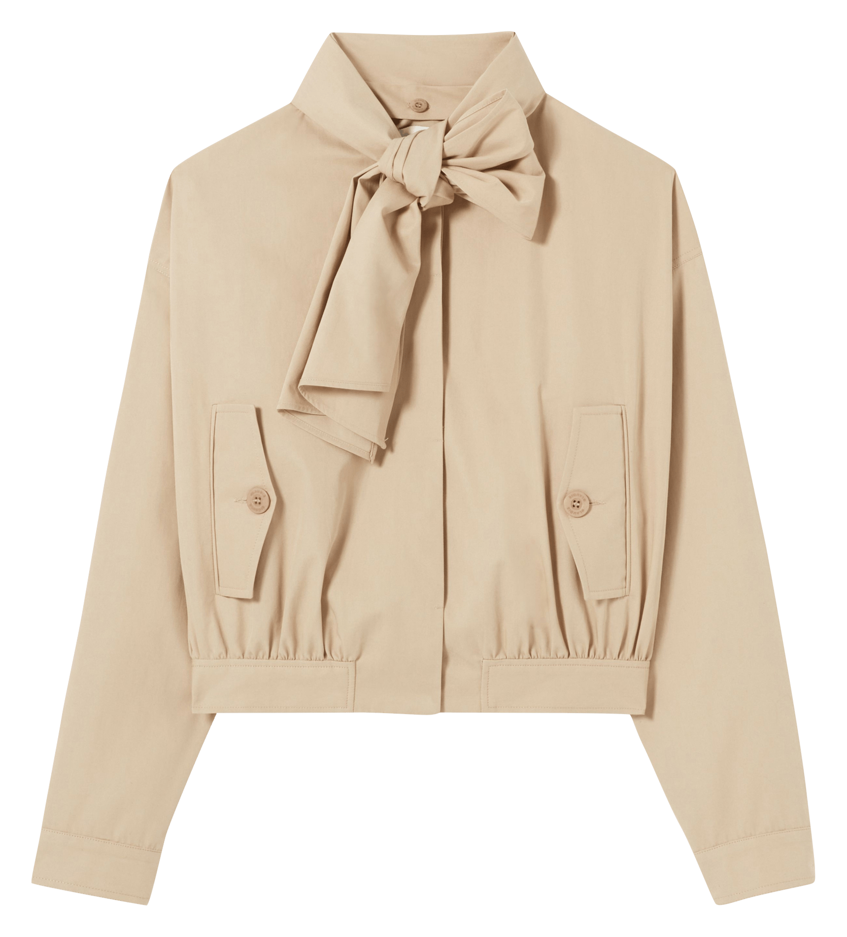 Veste col à nouer uni en coton CLAUDIE PIERLOT Beige