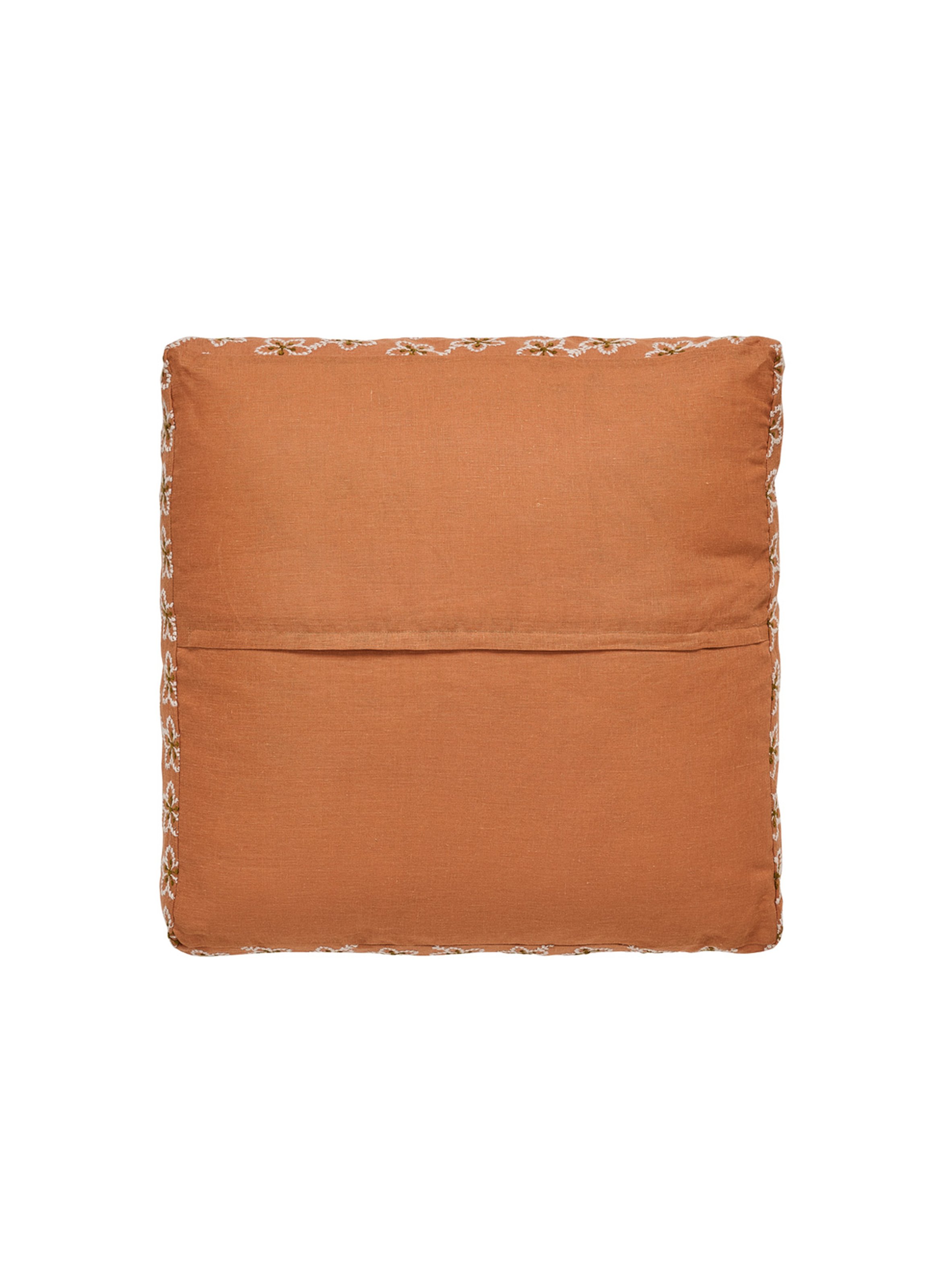 Housse de coussin brodée en lin, fleurs ALEXANDRE TURPAULT Orange