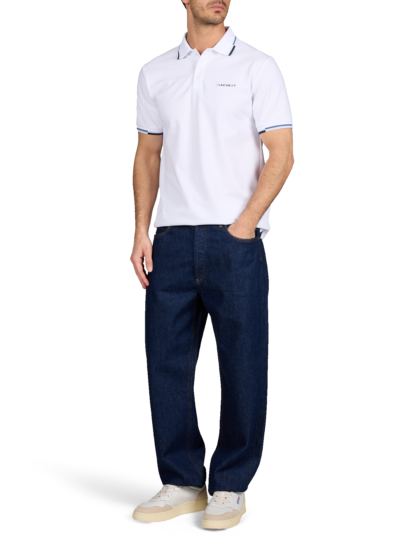 Solid short-sleeve straight fit polo HACKETT White