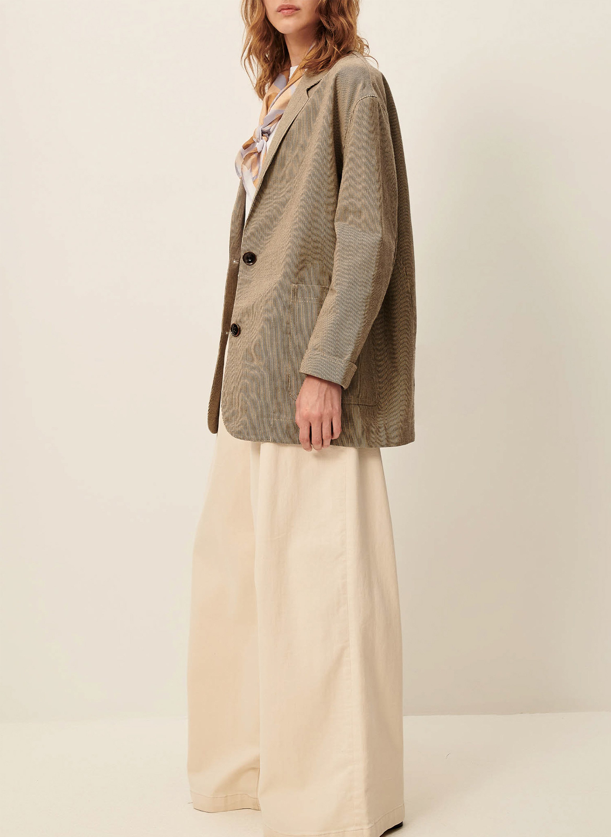 Veste de tailleur droite en coton mélangé trani SESSUN Beige