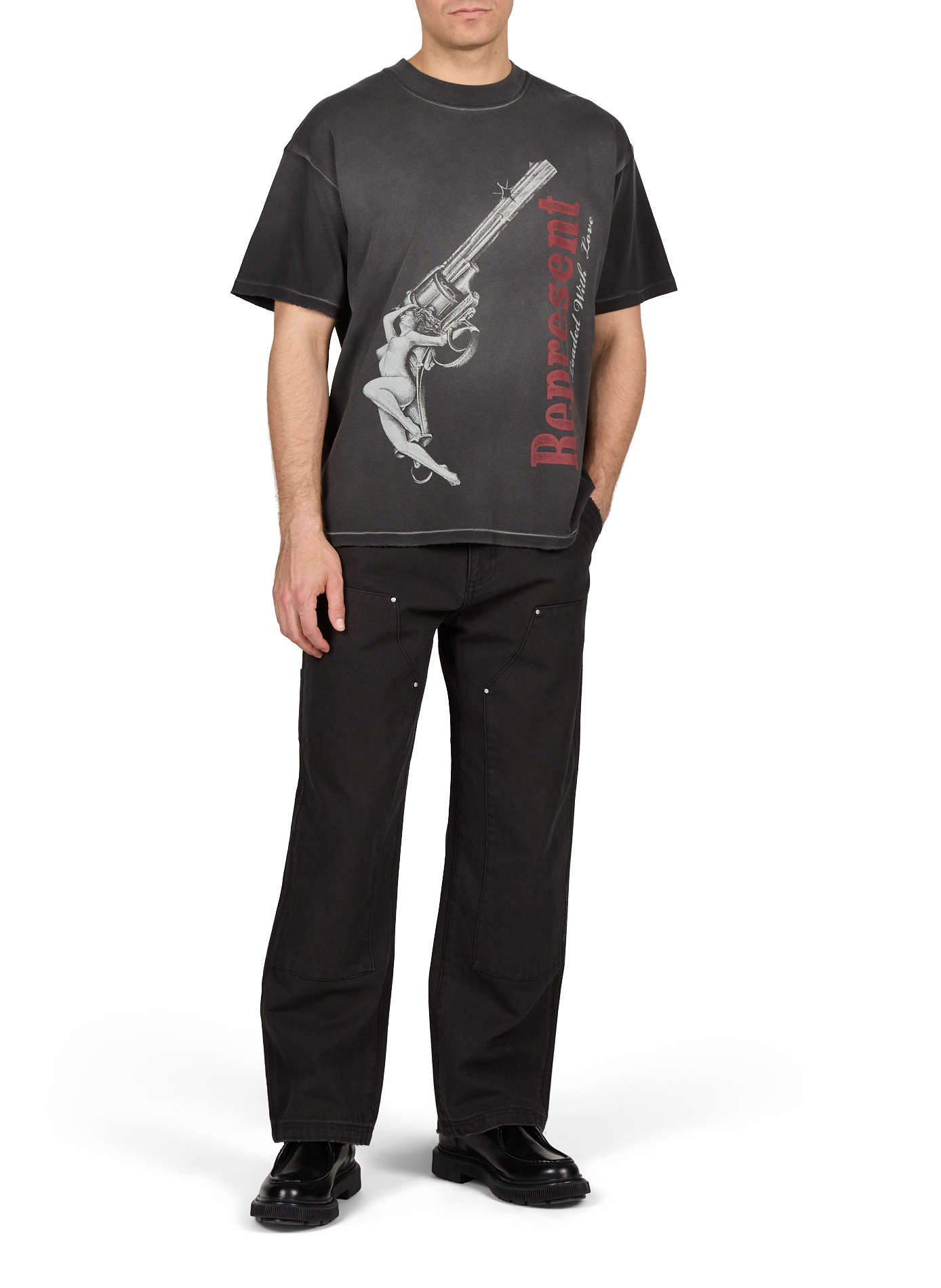 Biker-style cotton t-shirt REPRESENT Grey