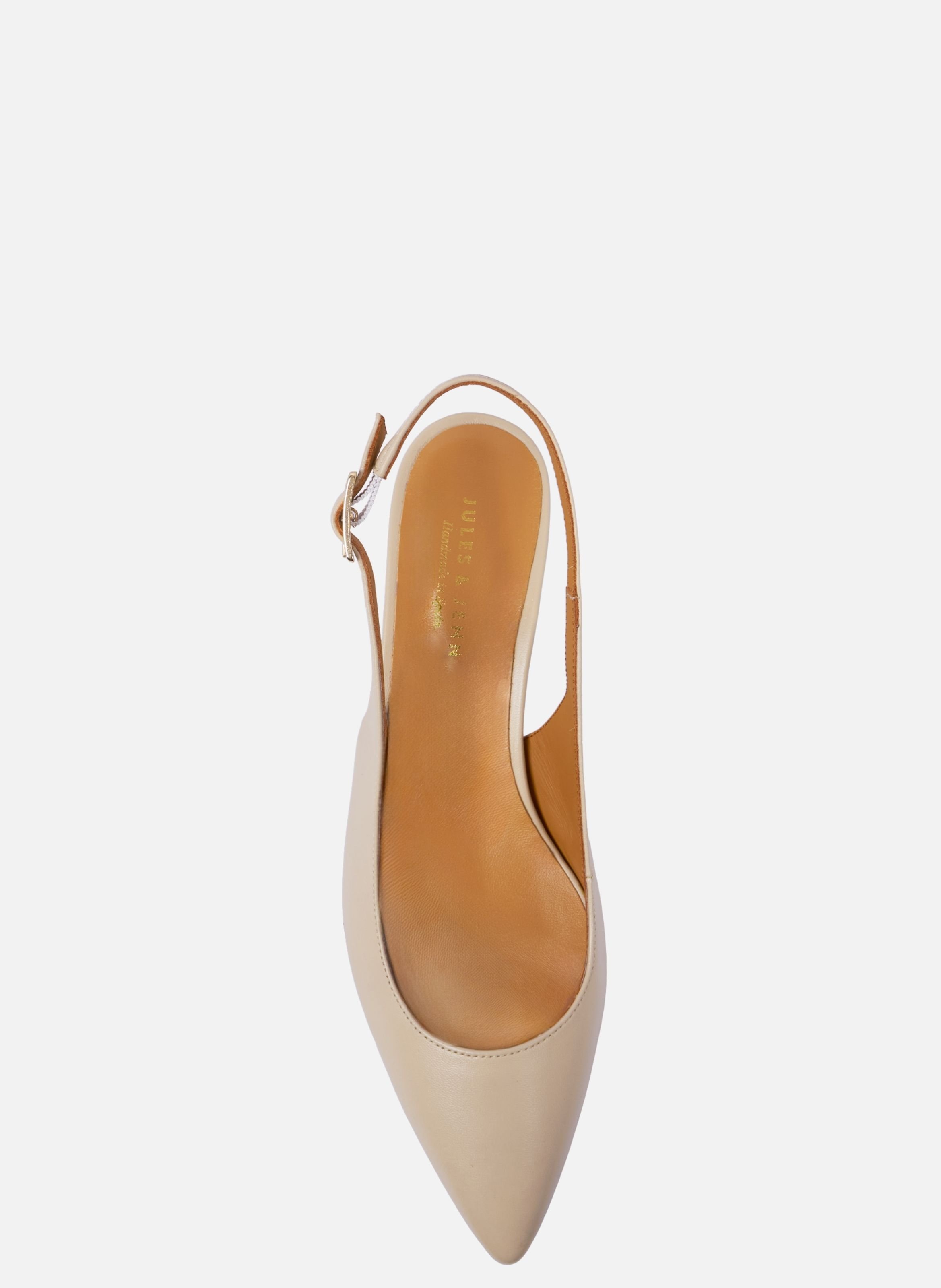 Escarpins slingback albane petit talon cuir lisse JULES & JENN Beige