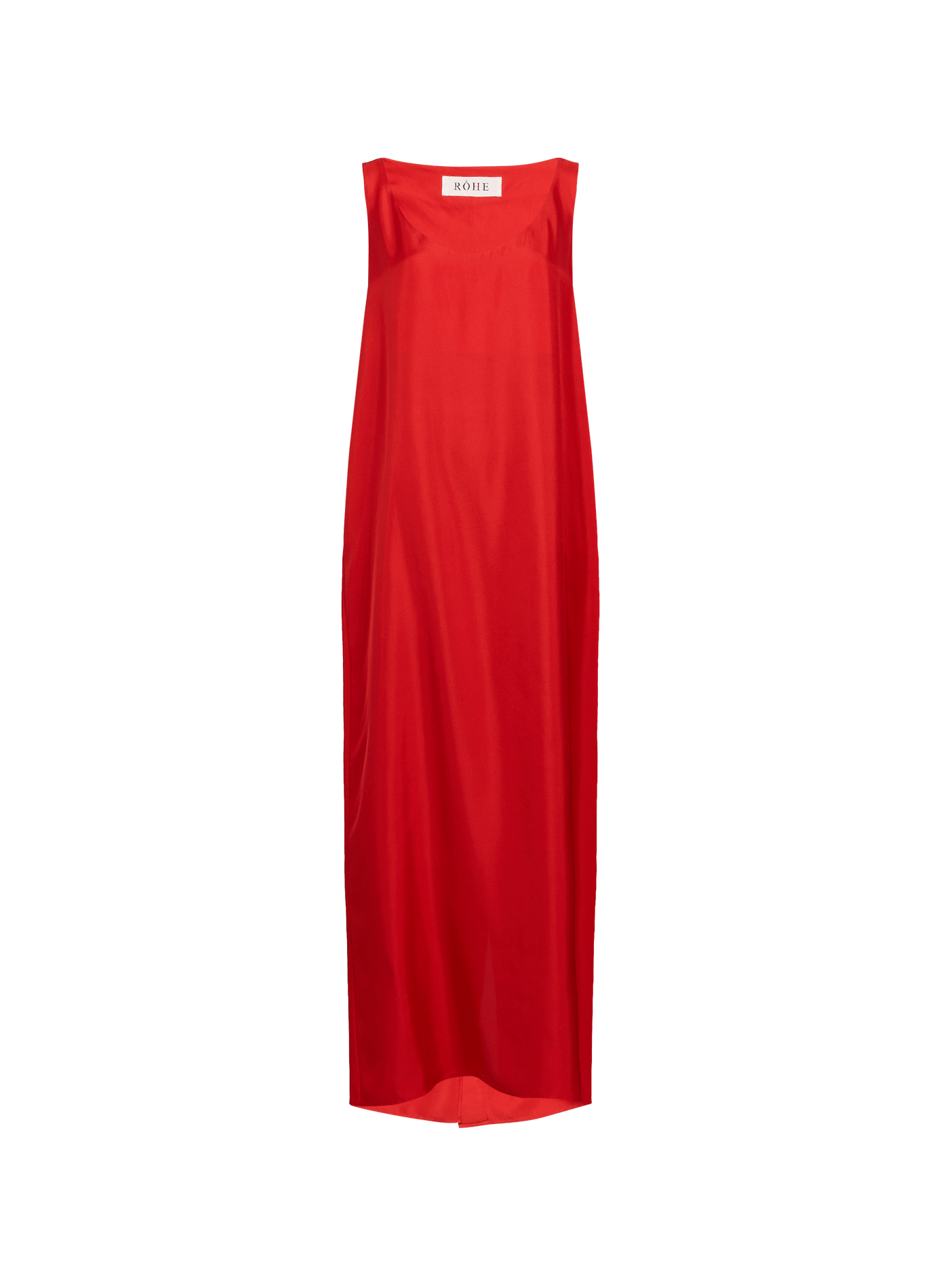 Mouwloze zijden jurk met ronde hals ROHE FRAMES Rood