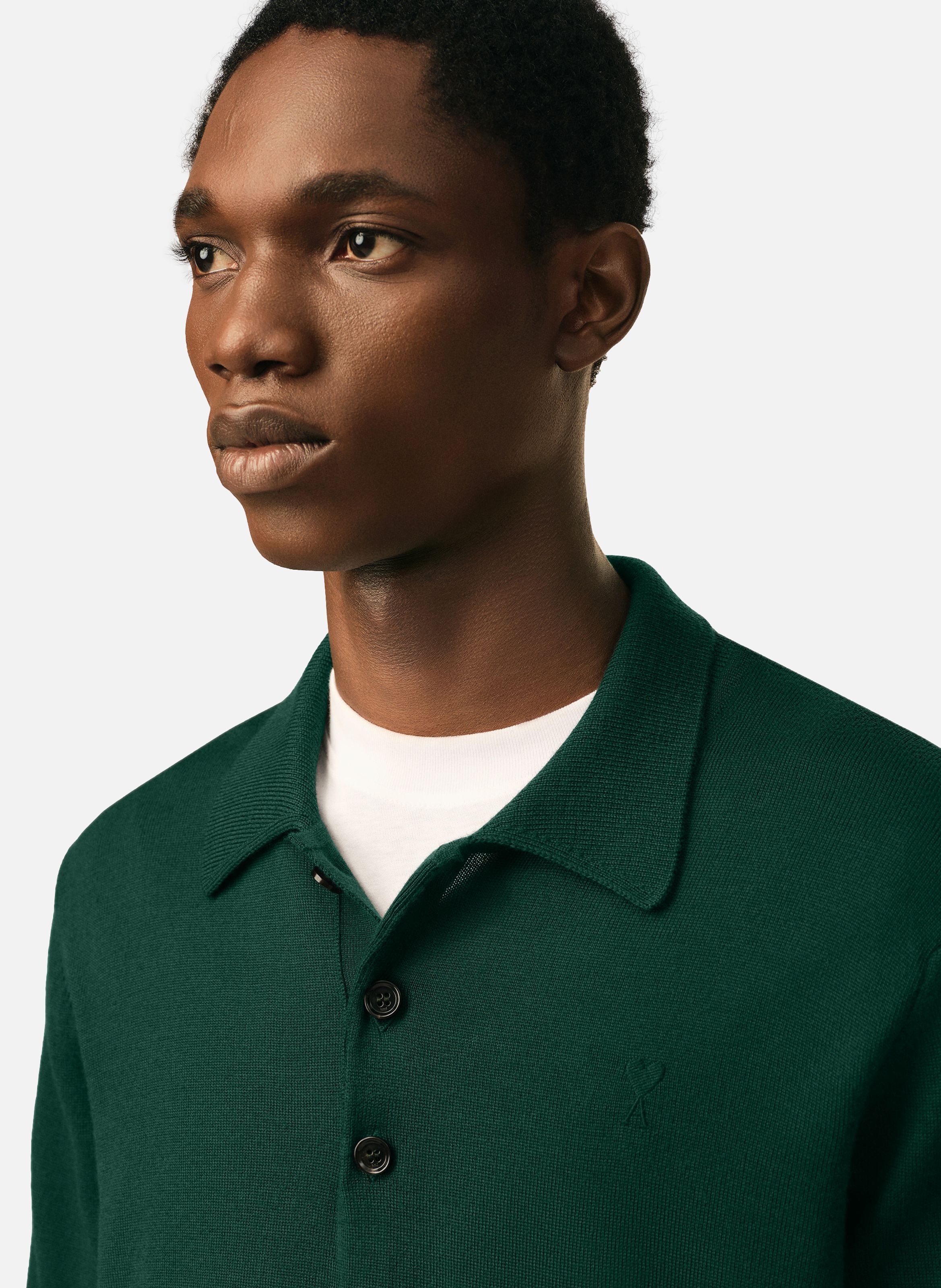 Polo ami de coeur en laine AMI PARIS Vert