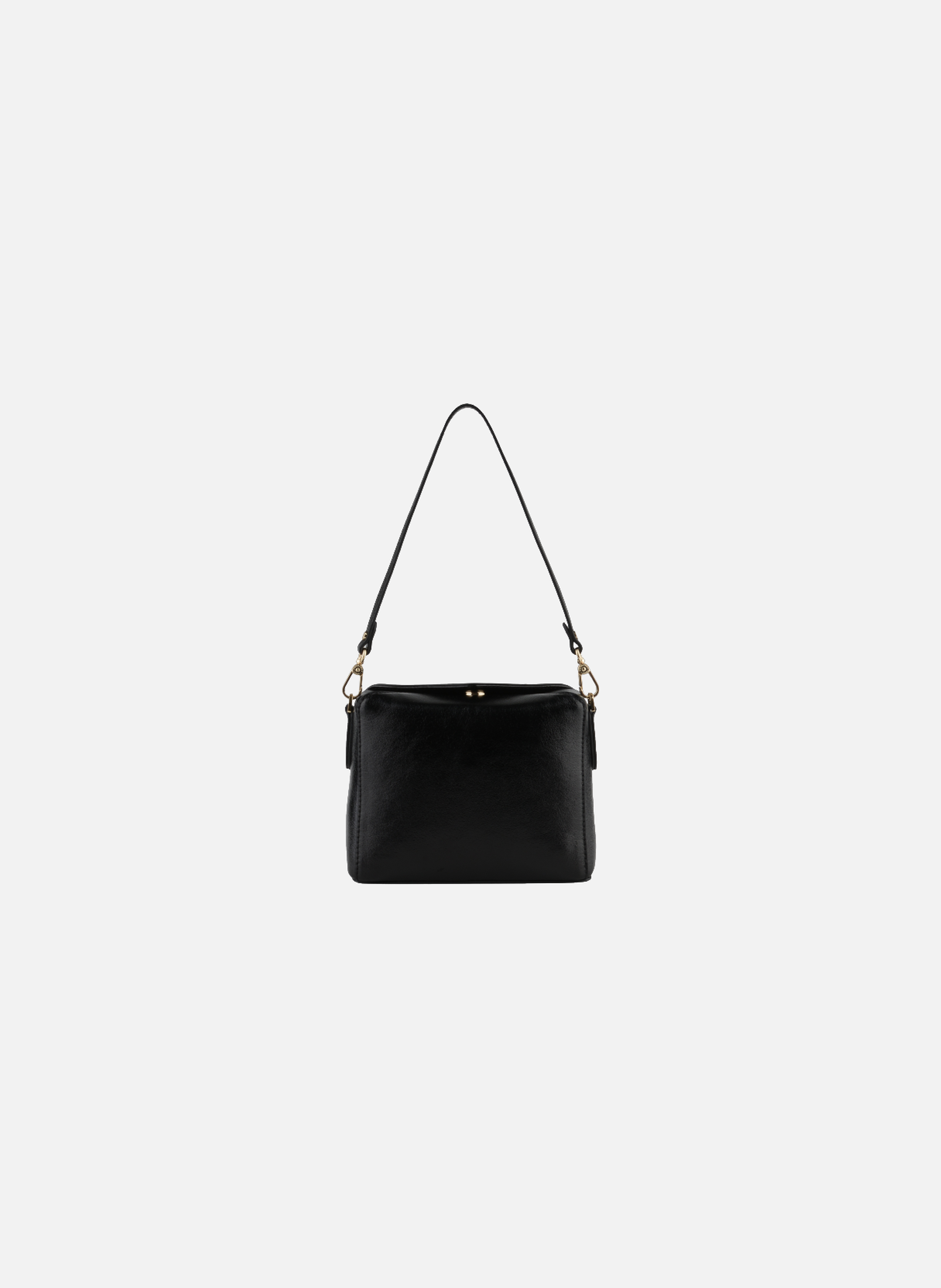 Cassetta metallic | sac porté crossbody en cuir de vachette POURCHET Noir