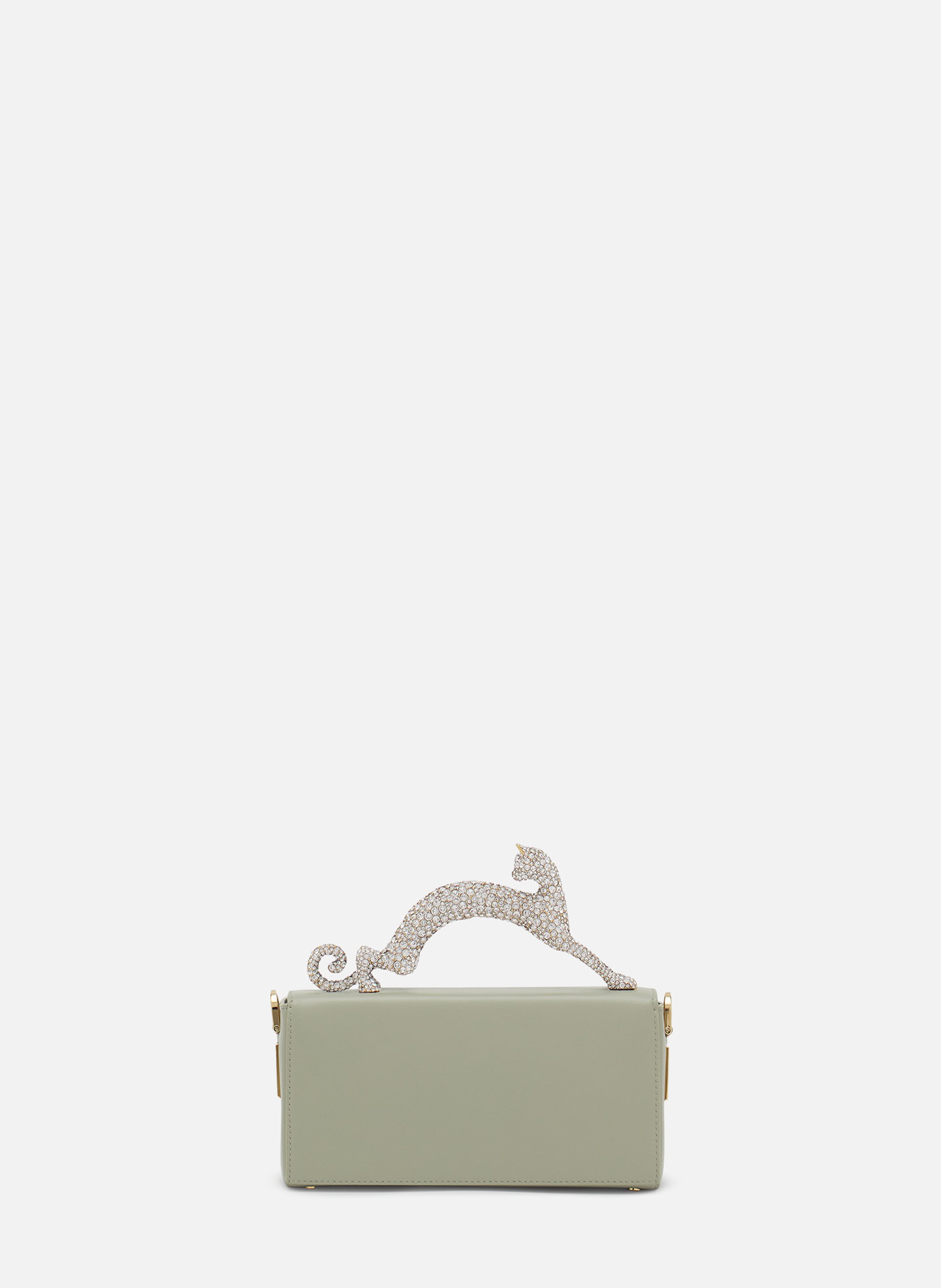 Sac pencil cat nano en cuir et strass LANVIN Blanc