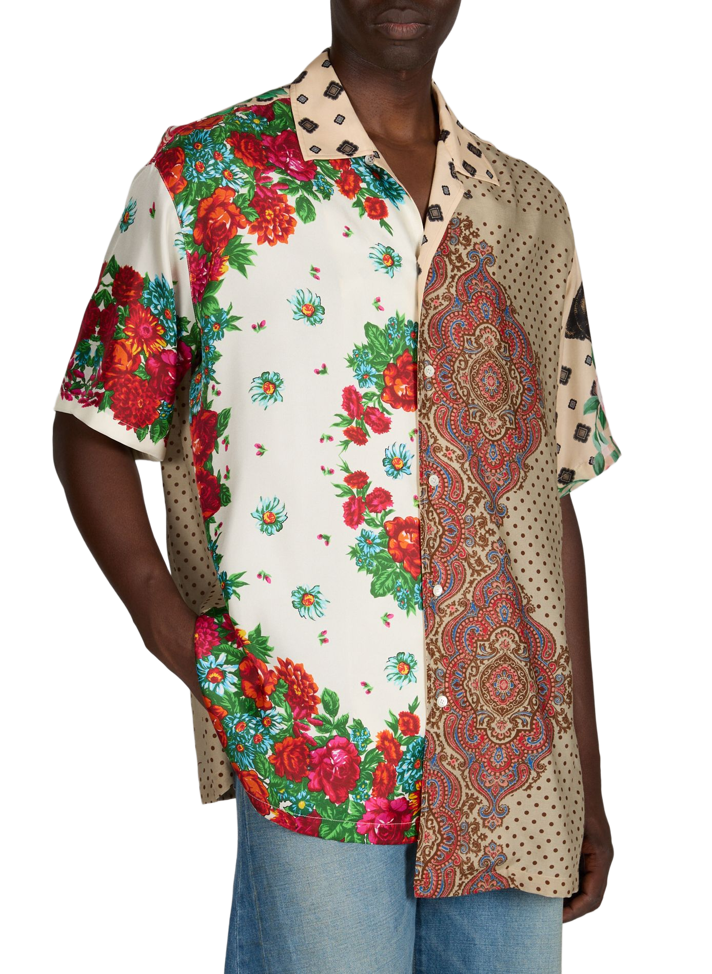 Chemise large imprimée en soie MOSCHINO Multicolore