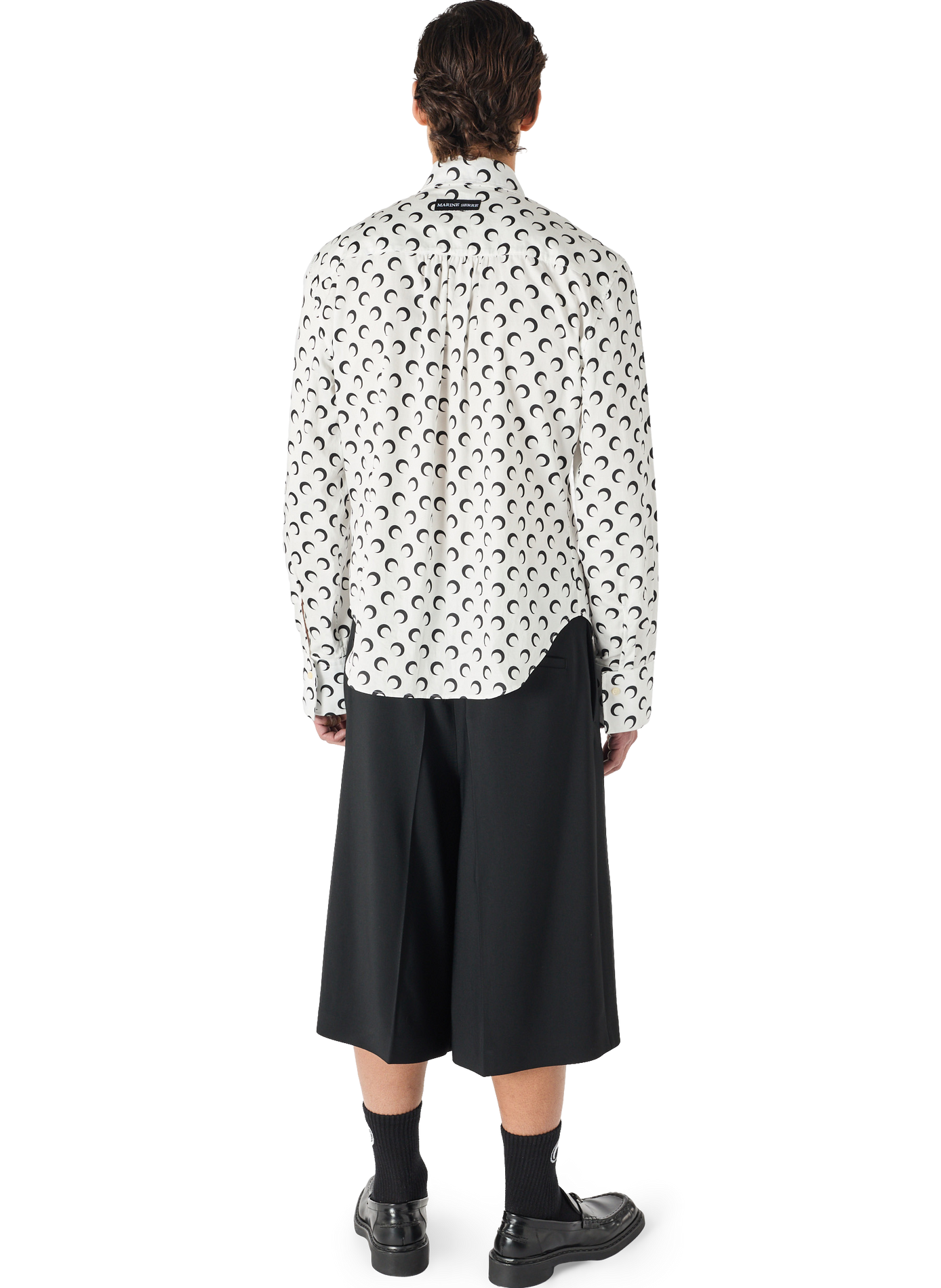 Bermuda tailleur en sergé de laine à plis | Noir MARINE SERRE Homme