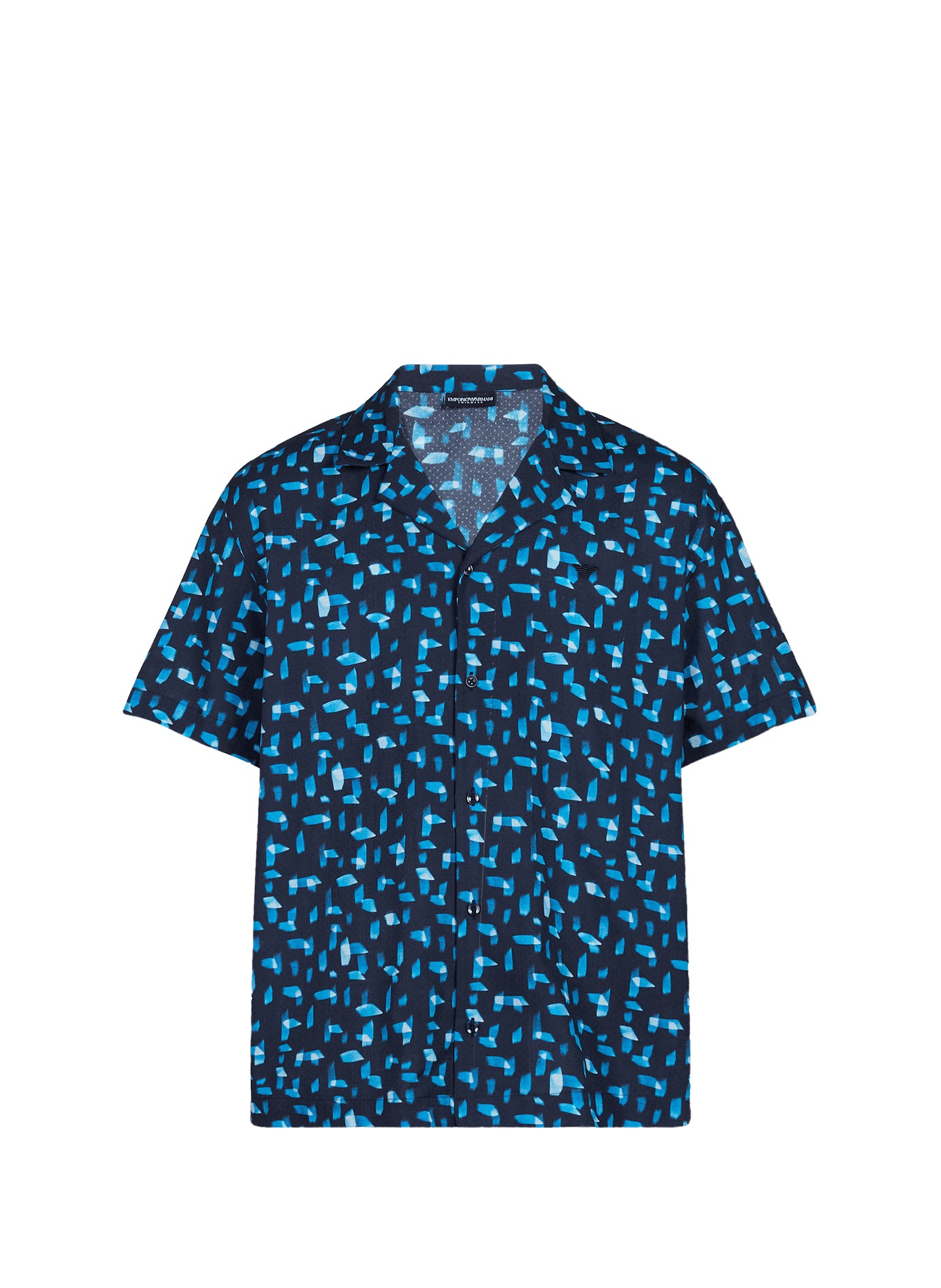 Chemise texturé à imprimé en coton ARMANI Bleu