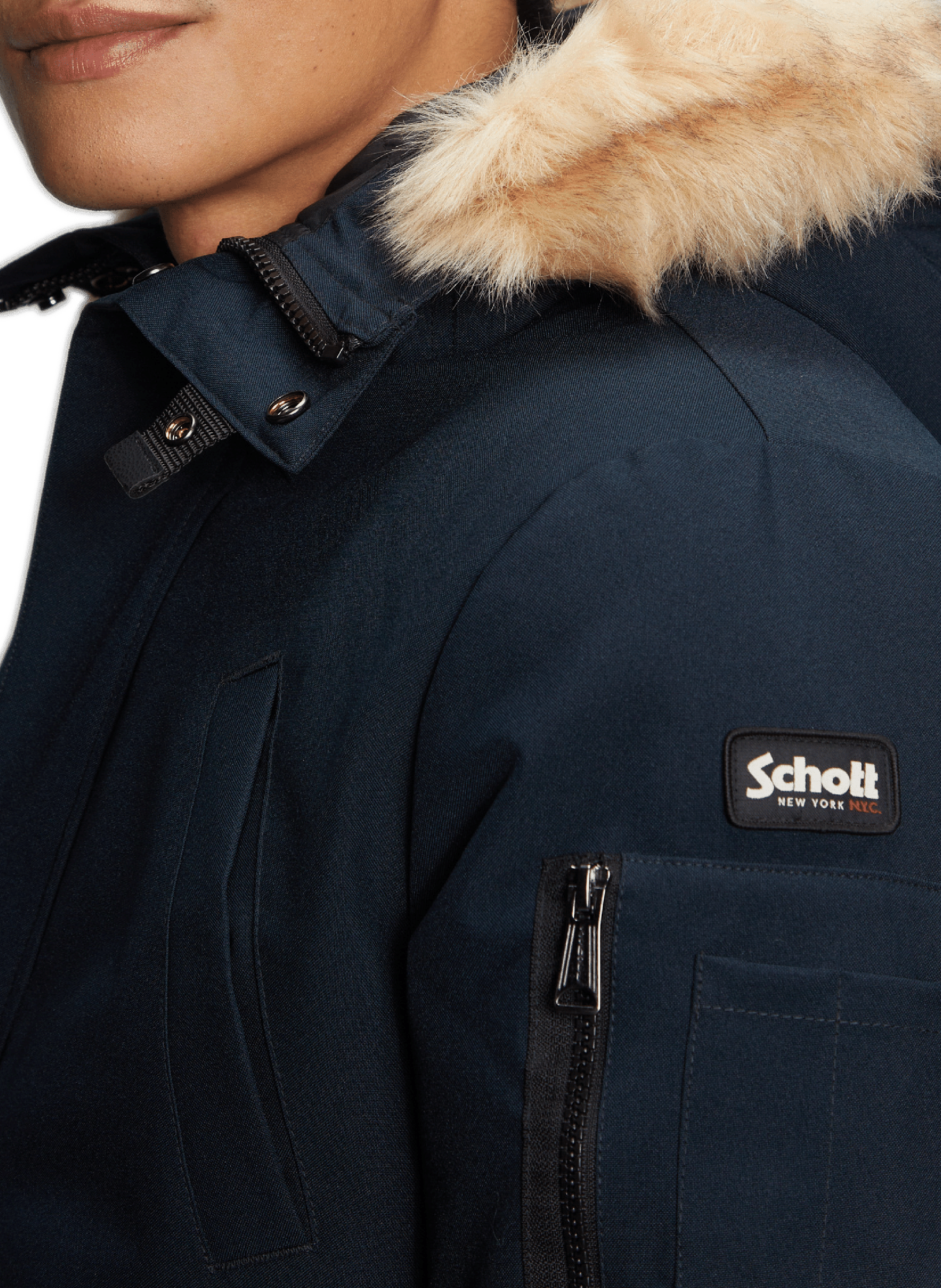 Manteau à capuche amovible SCHOTT Bleu