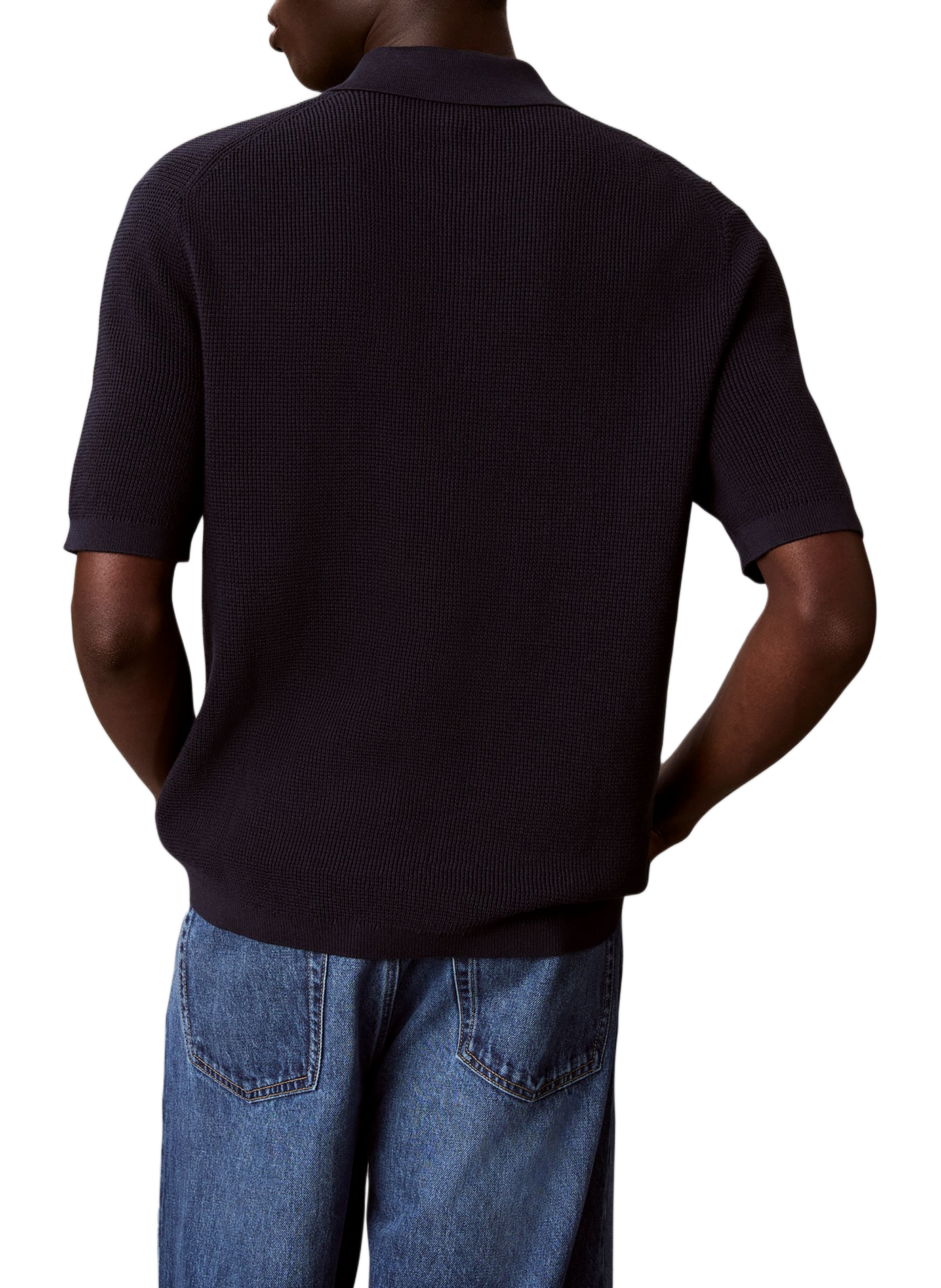 Geripptes Poloshirt mit kurzen Ärmeln aus Baumwolle | Blau CALVIN KLEIN Herren