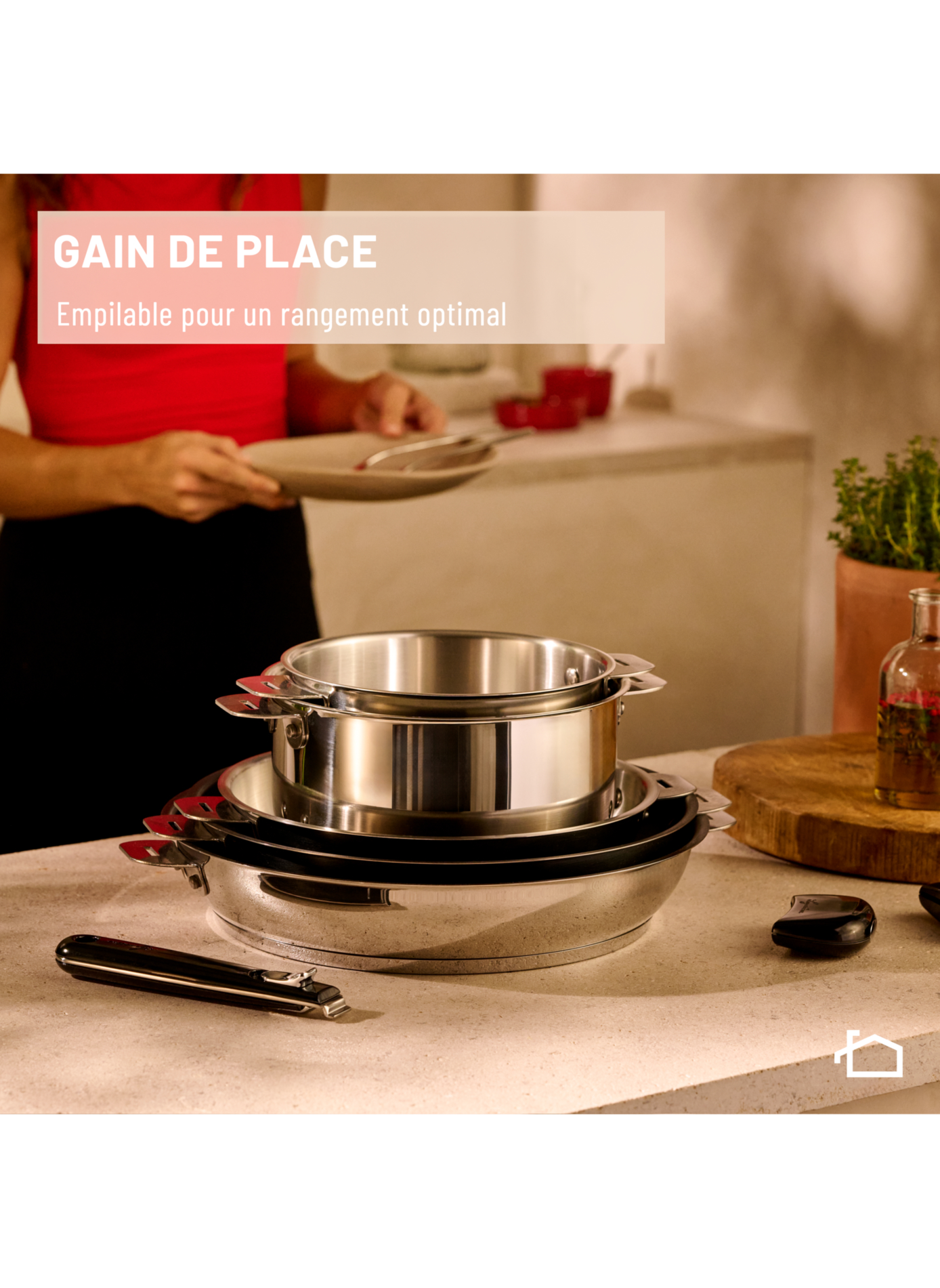 Casserole Salvaspazio avec couvercle en acier inoxydable LAGOSTINA Silver