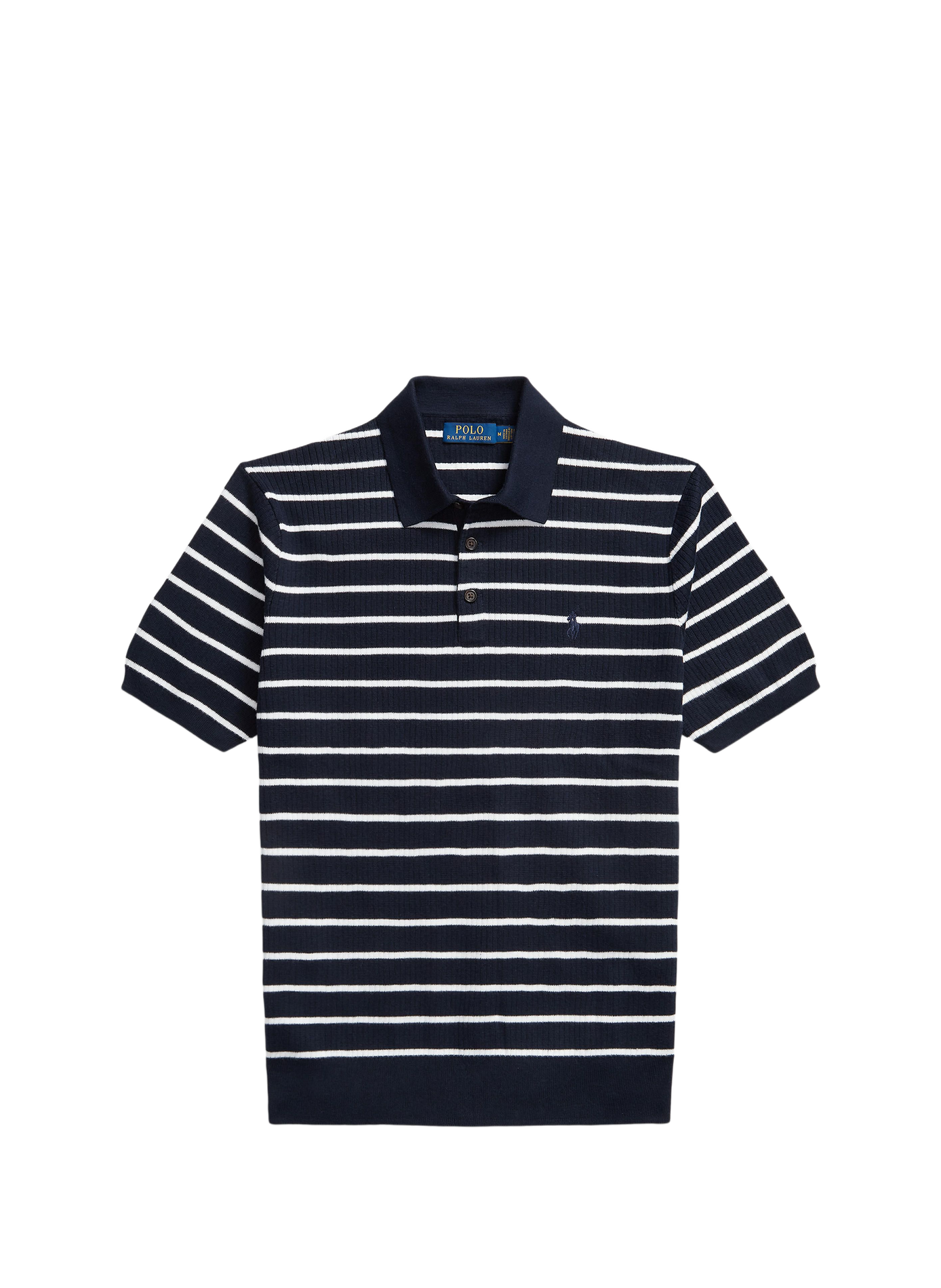 Short-sleeved ribbed polo shirt with striped pattern in cotton POLO RALPH LAUREN Blue
