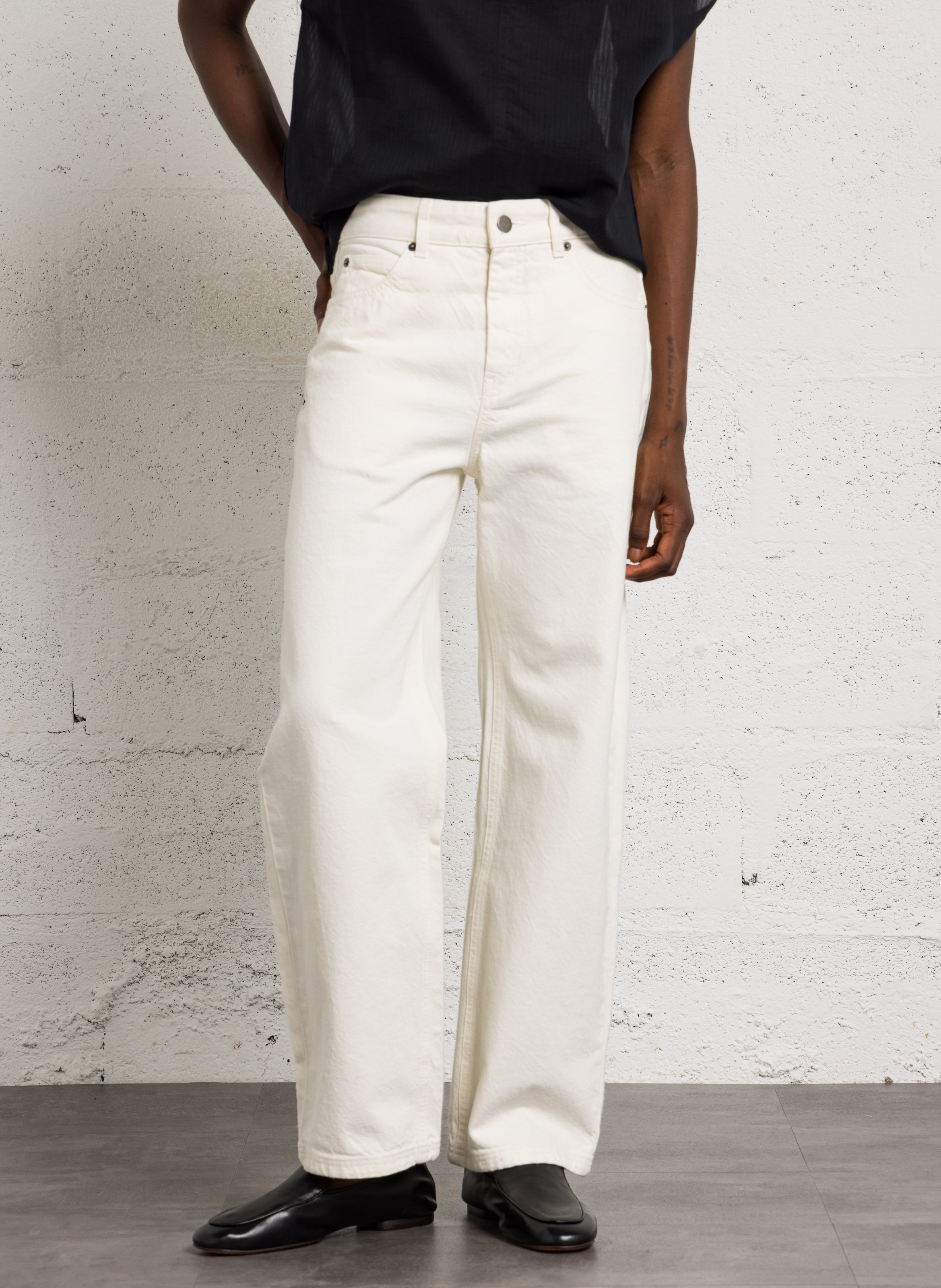 Pantalon droit en coton harrison SOEUR Beige
