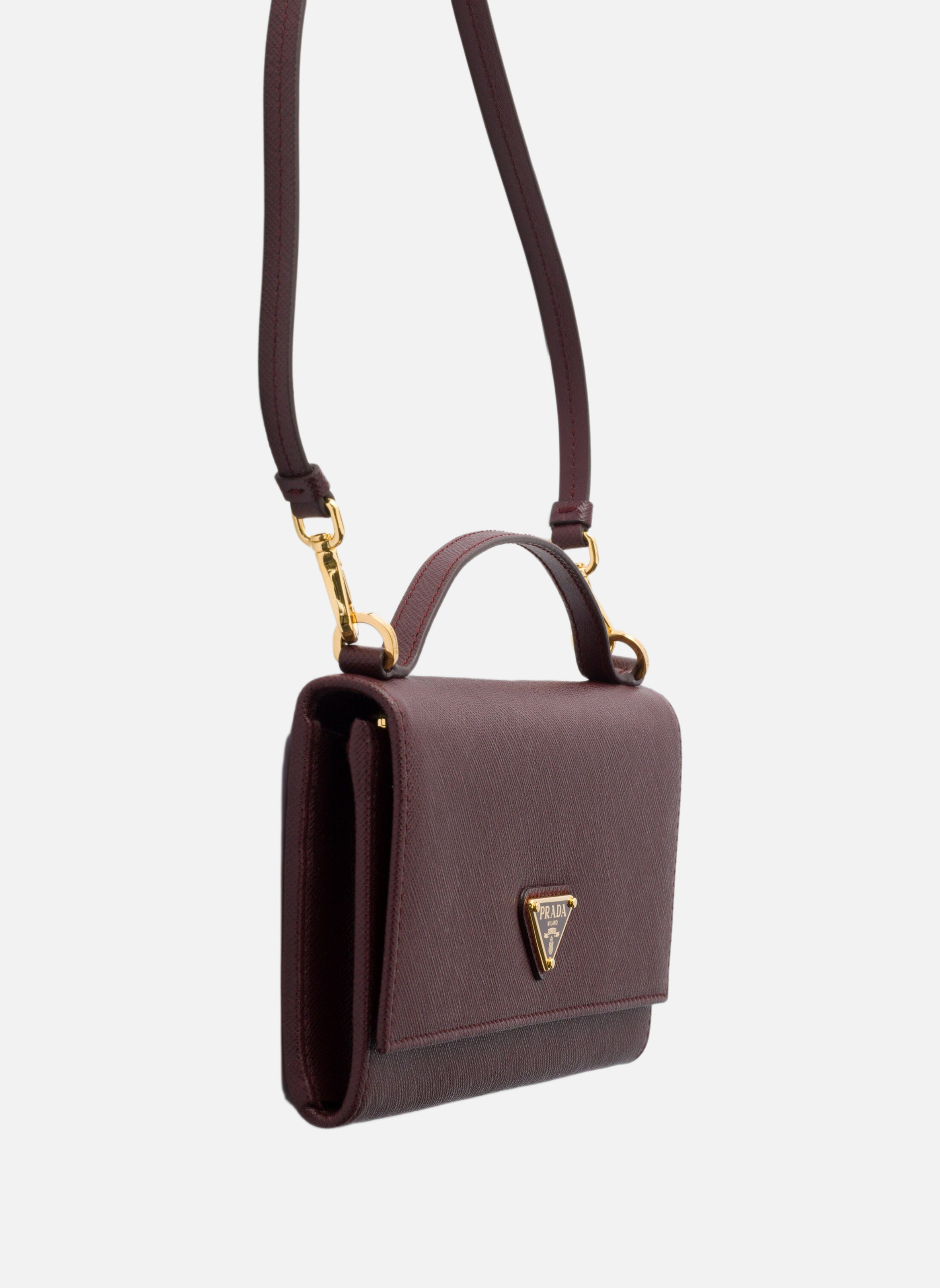 Portefeuille à bandoulière en cuir saffiano PRADA Rouge