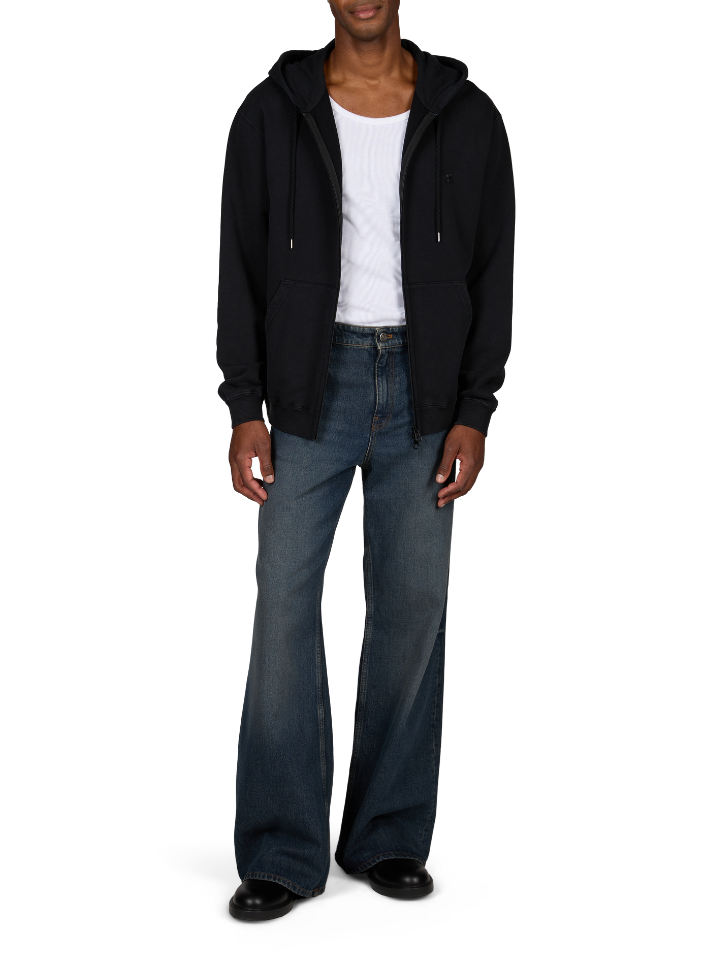 Gewassen katoenen hoodie met verweerd effect COURRÈGES Grijs