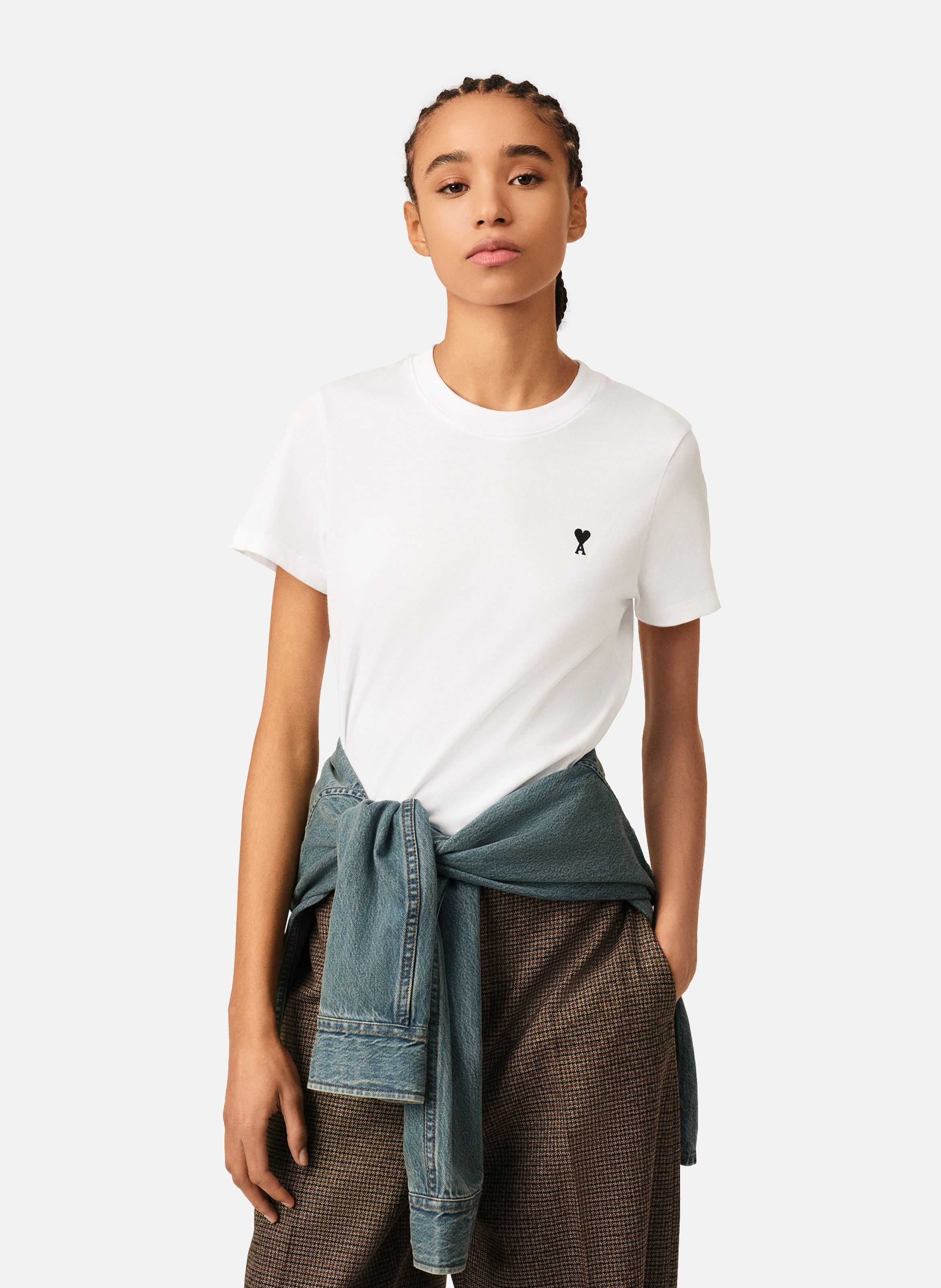 T-shirt ami de coeur court en coton AMI PARIS Blanc