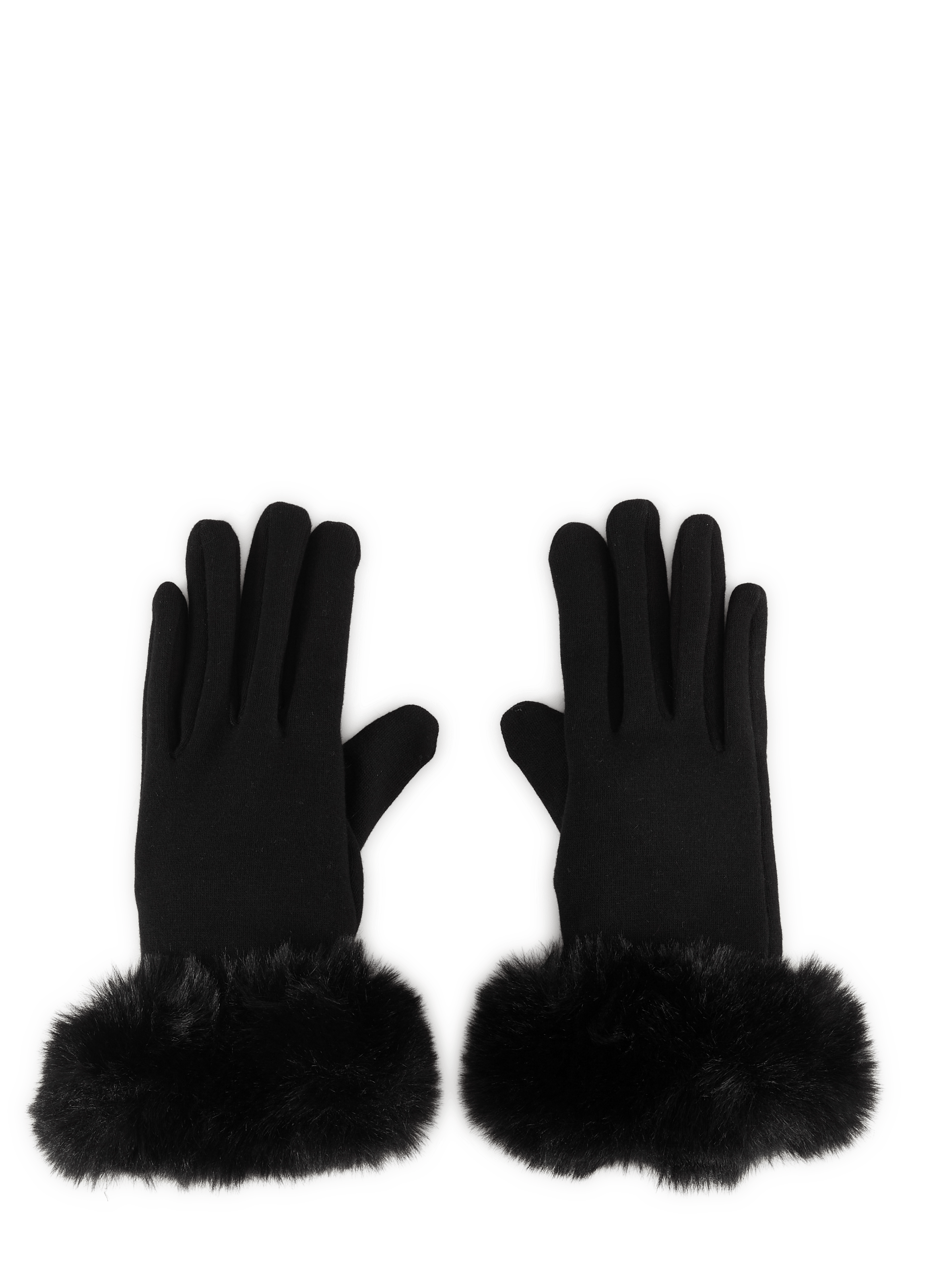 Gants uni effet fourrure AU PRINTEMPS PARIS Noir