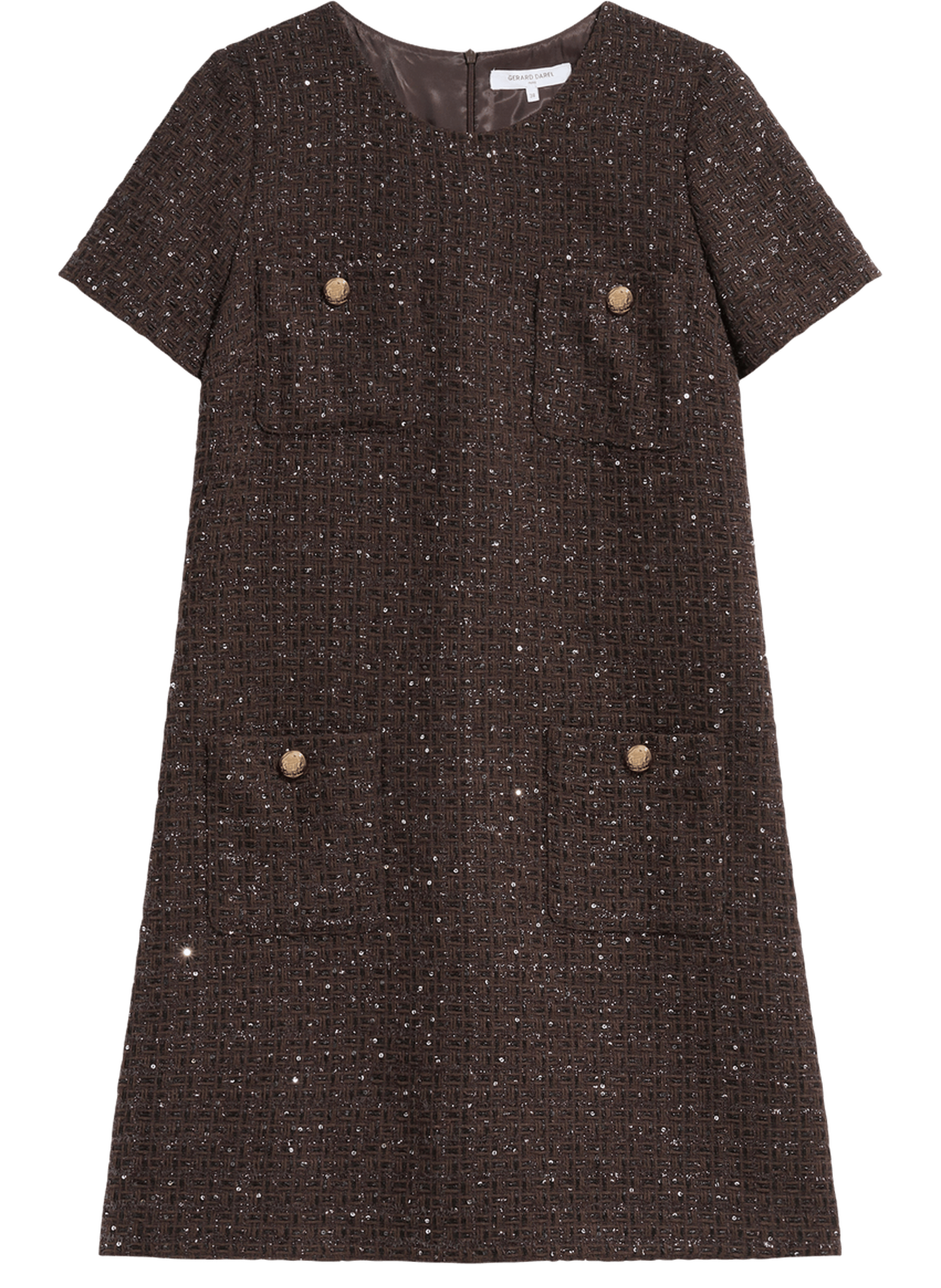 Robe en tweed à lurex à sequins - cary GERARD DAREL Marron