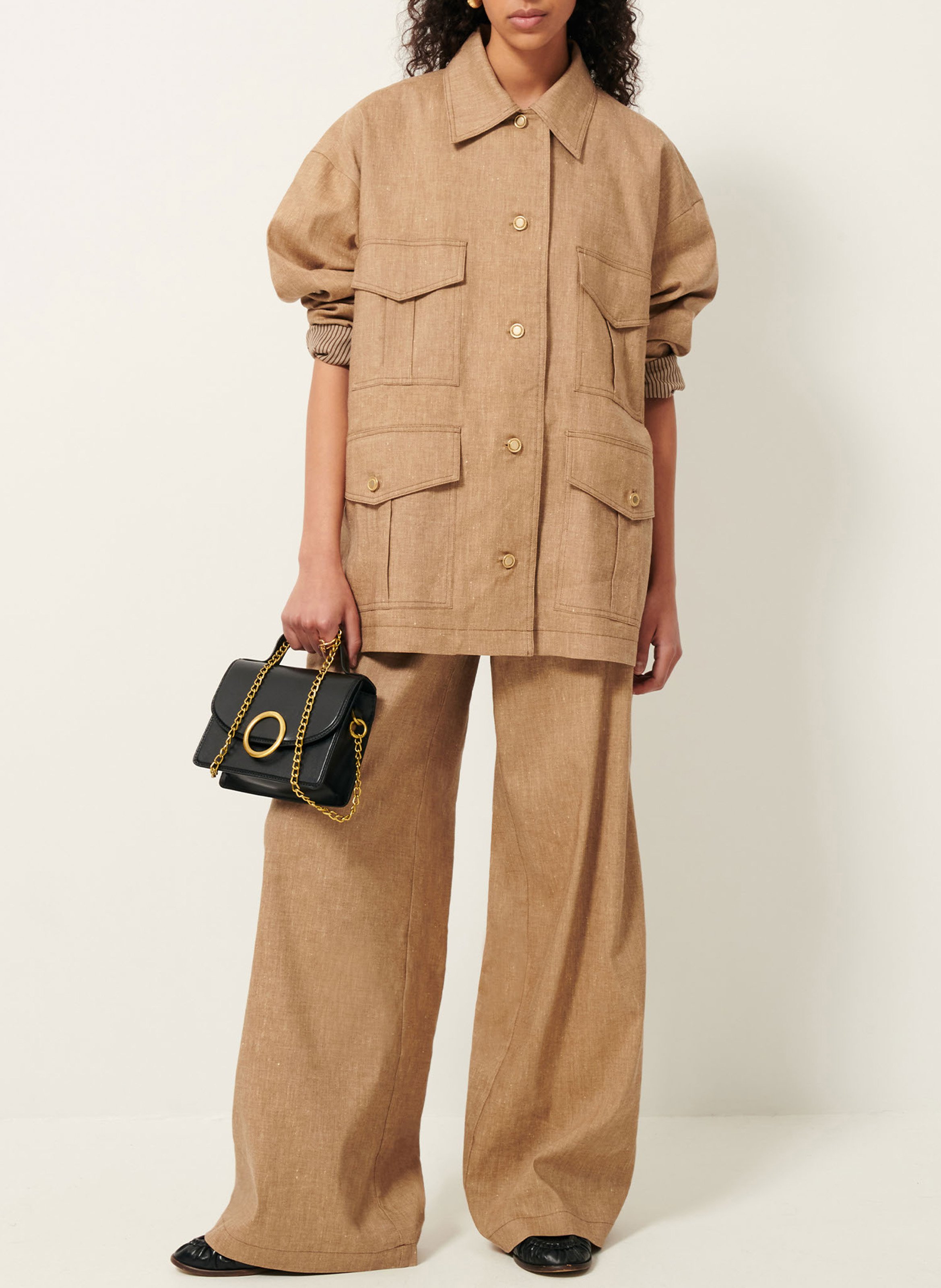 Veste esprit saharienne en lin mélangé sahajo SESSUN Beige