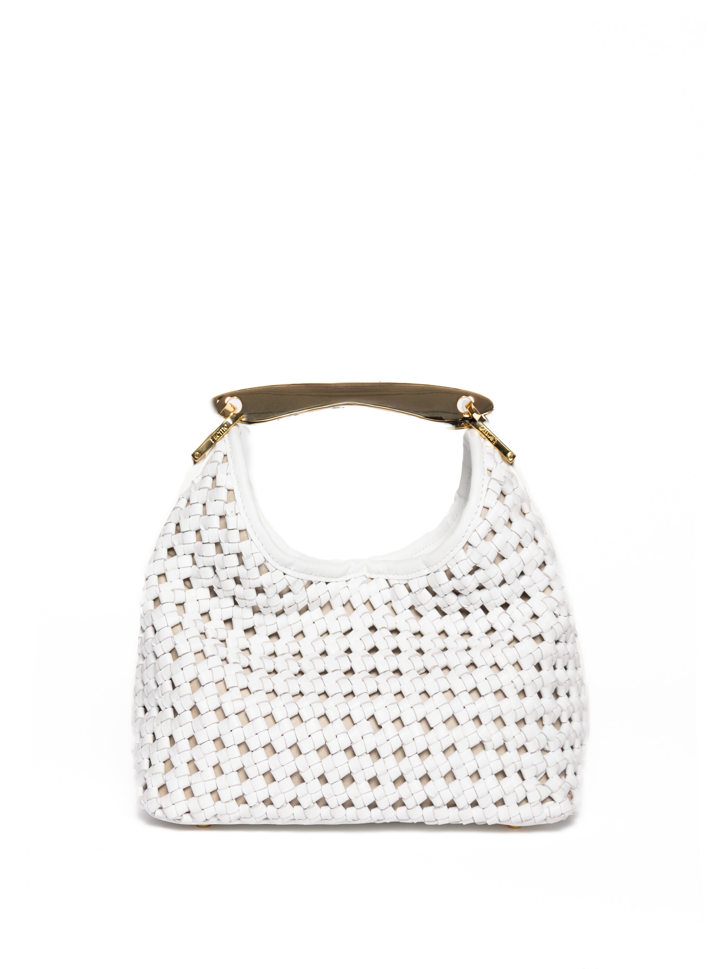 Sac boomerang en cuir tressé ELLEME Blanc