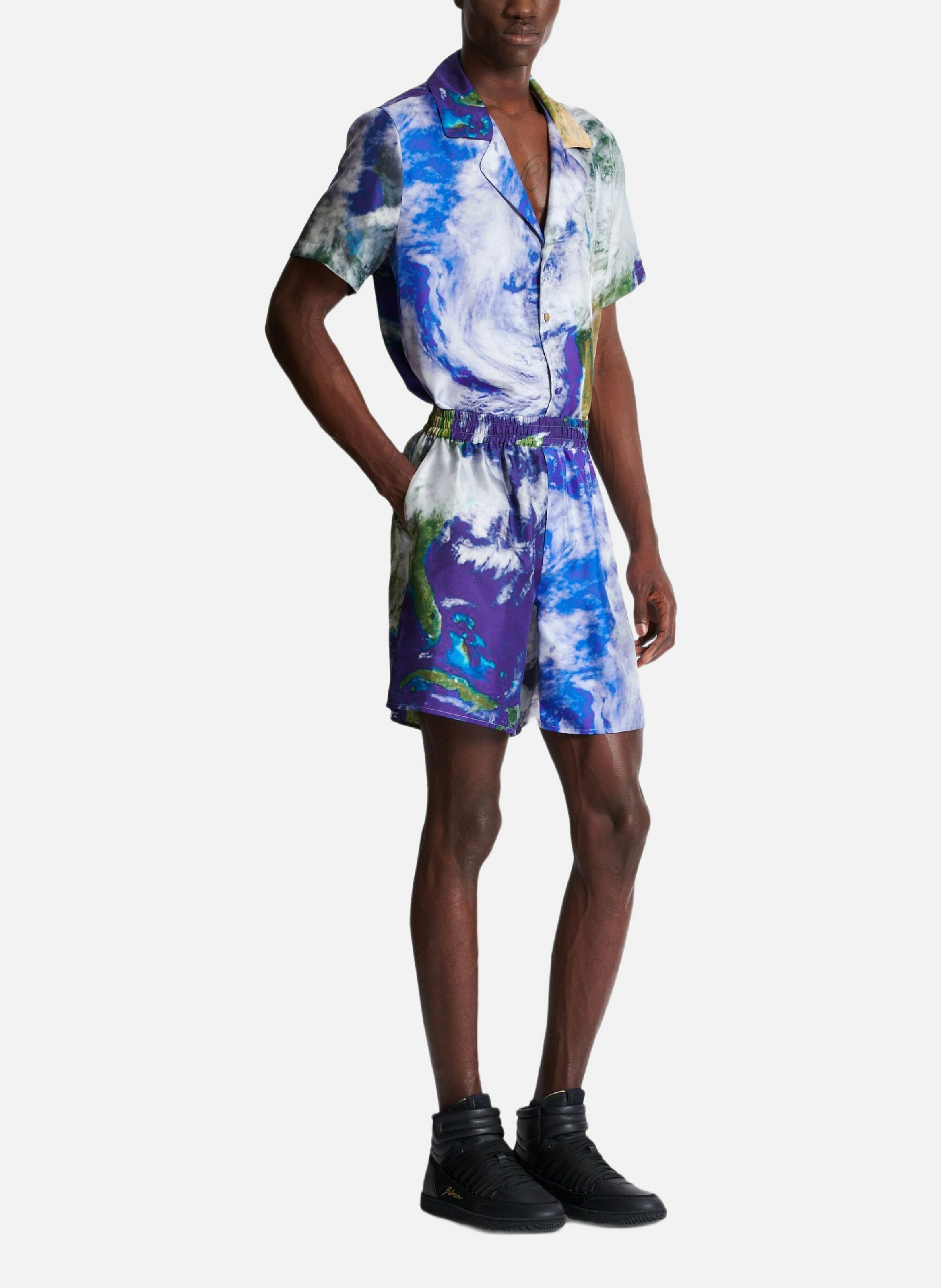 Short en soie imprimée earth BALMAIN Multicolore