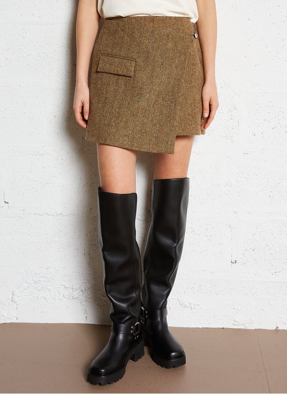 Jupe courte en laine vierge cara Marron by BA&SH BA&SH Jupe courte en laine vierge cara Marron
