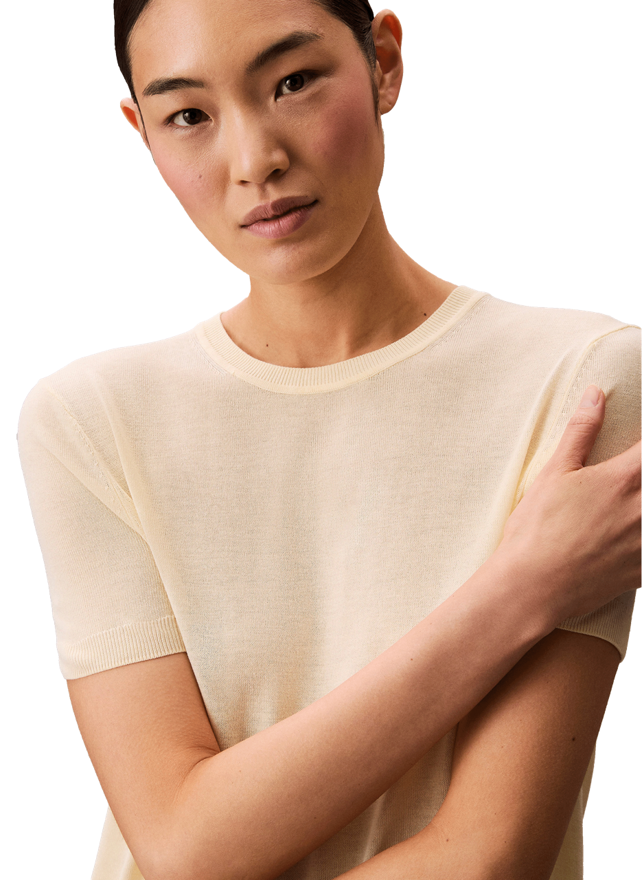 Pull côtelé à manches courtes  CALVIN KLEIN Jaune