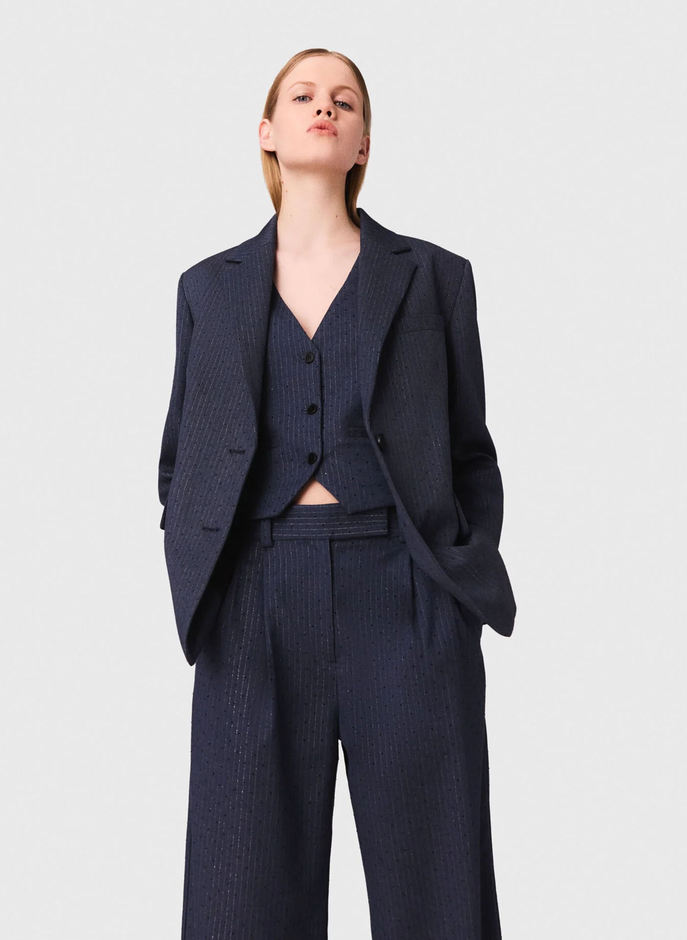 Veste de tailleur à rayures MAJE Bleu