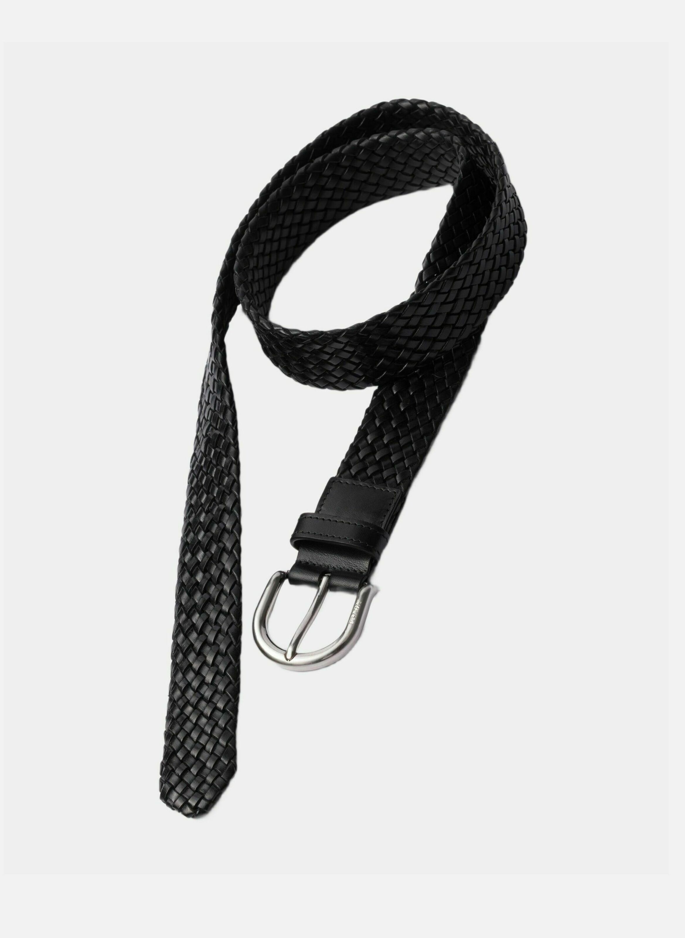 Ceinture en cuir tressé PRADA Noir