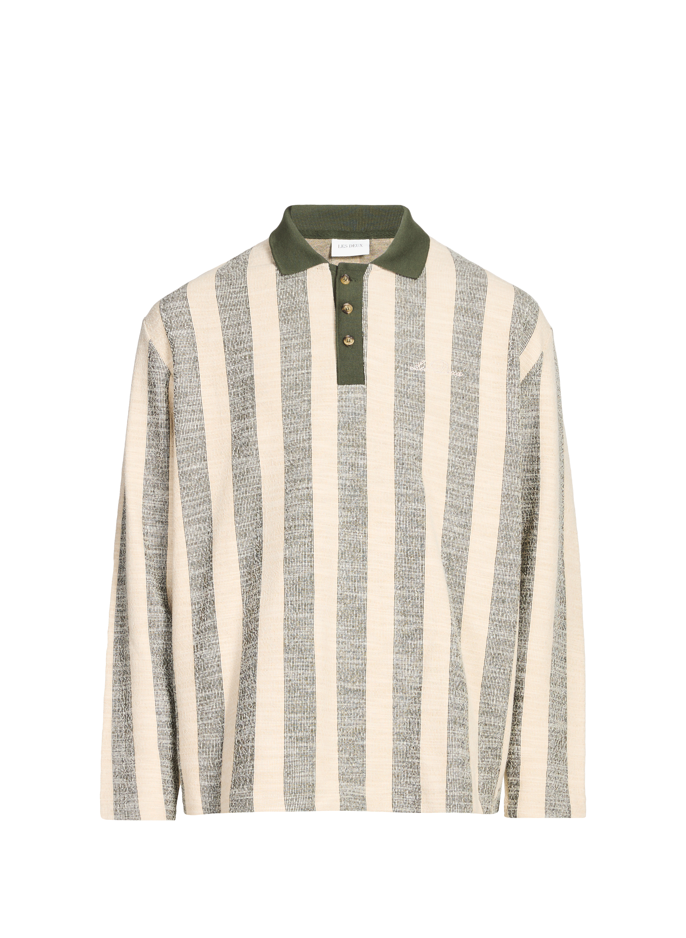 Polo rayé à manches longues LES DEUX Vert