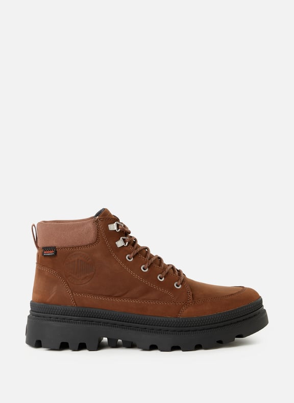 Bottines mi-hautes compensées en cuir Marron by PALLADIUM PALLADIUM Bottines mi-hautes compensées en cuir Marron