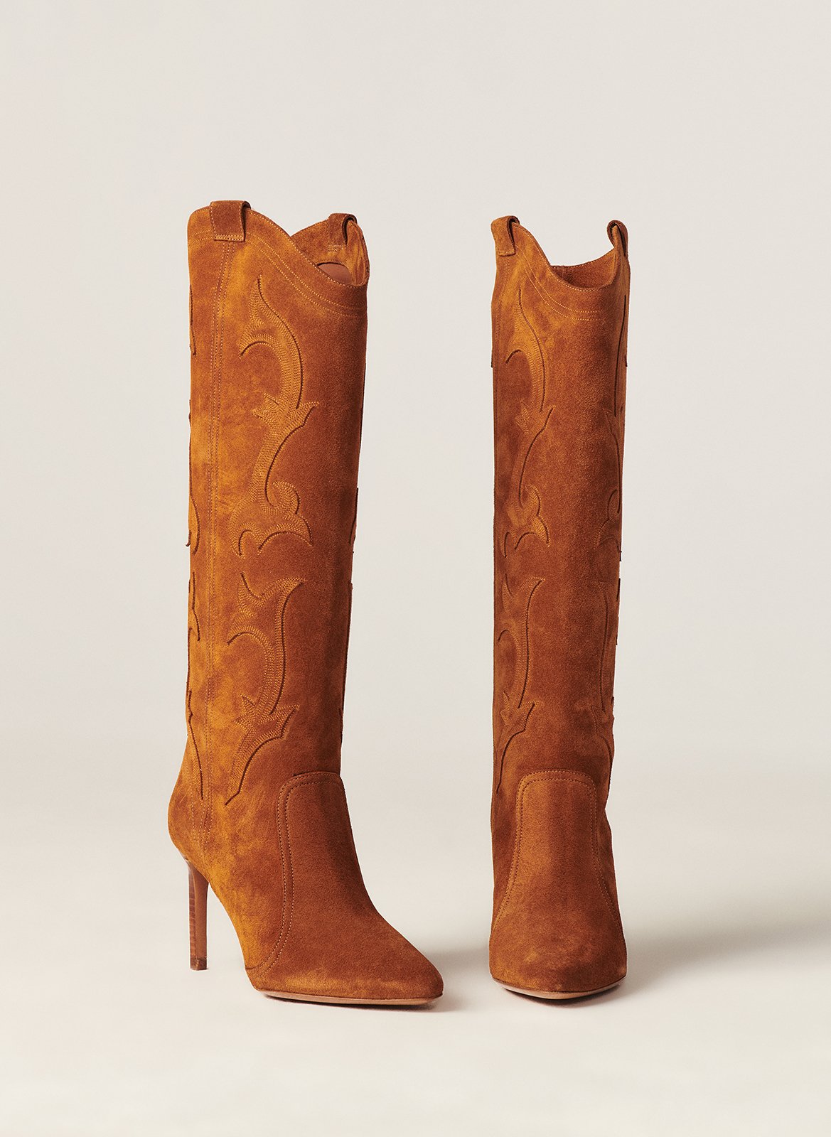 Bottes à talon en cuir velours hcaitlin BA&SH Marron