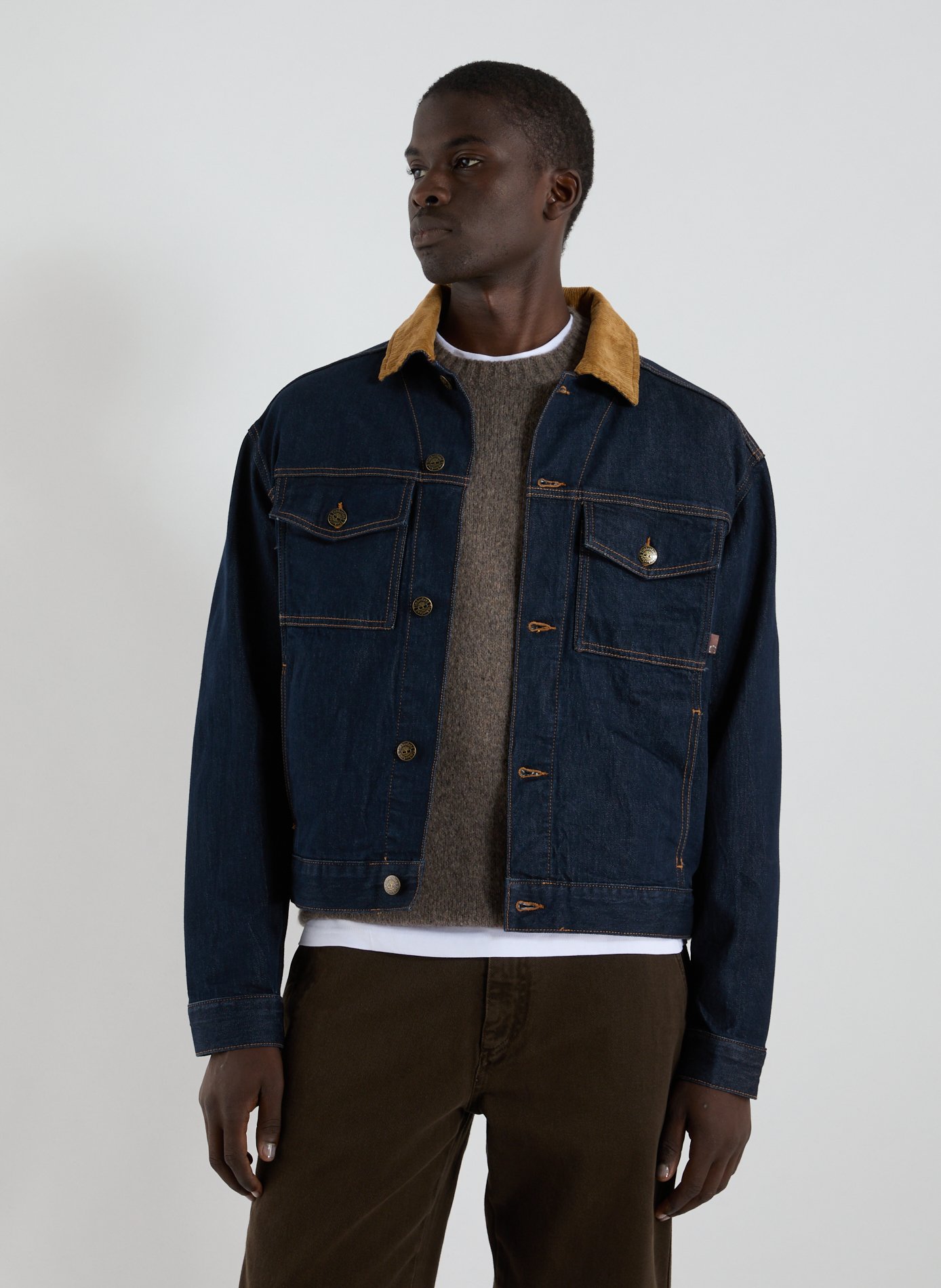 TIMBERLAND Jacket with classic collar in blended cotton Blue