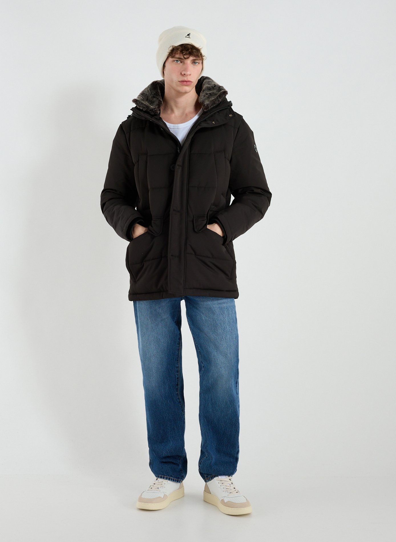 Straight hooded parka STRELLSON Black