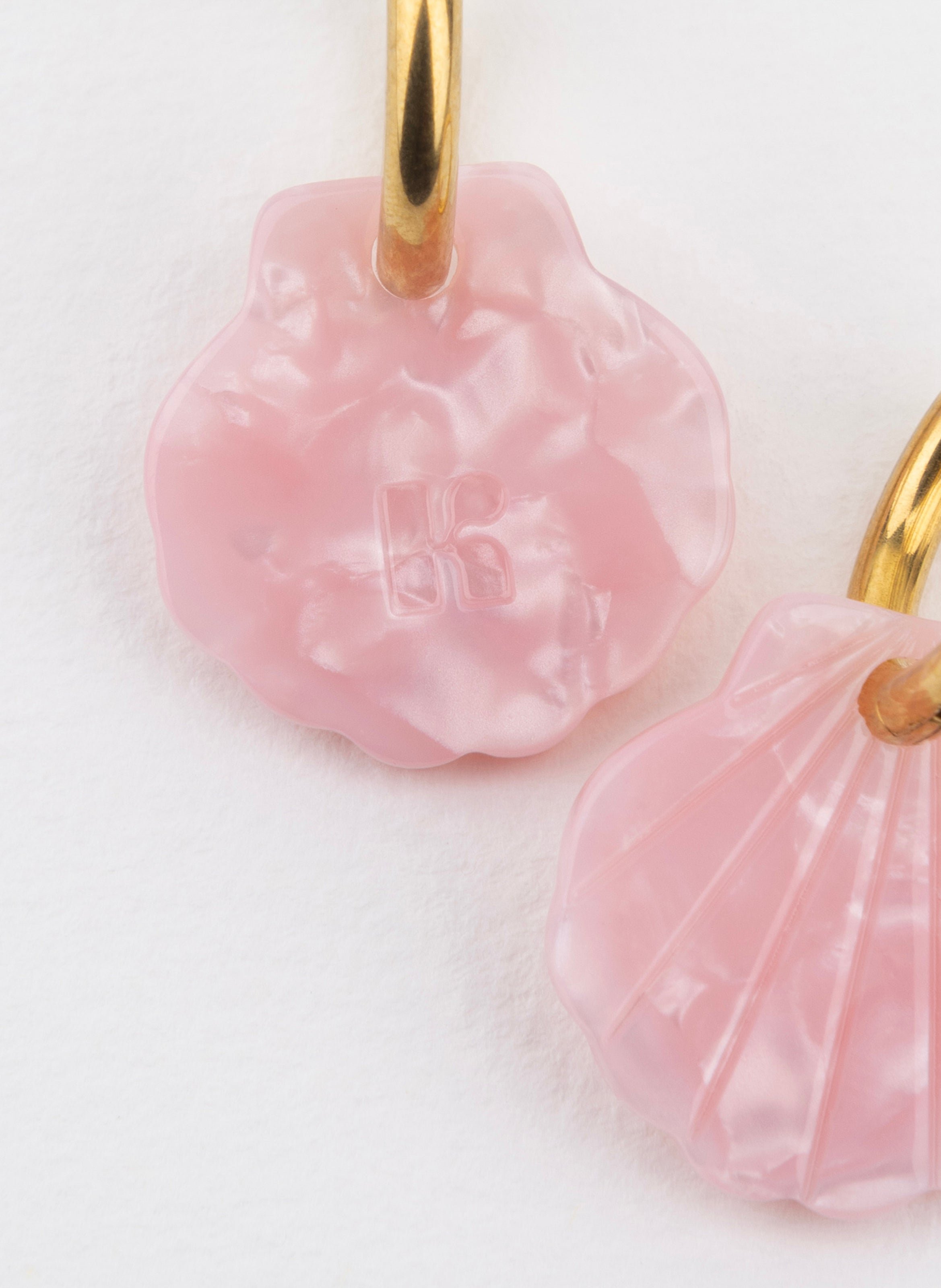 Boucles d'oreilles baby mermaid avec anneaux en acier inoxydable argenté KURAGE GINZA Rose