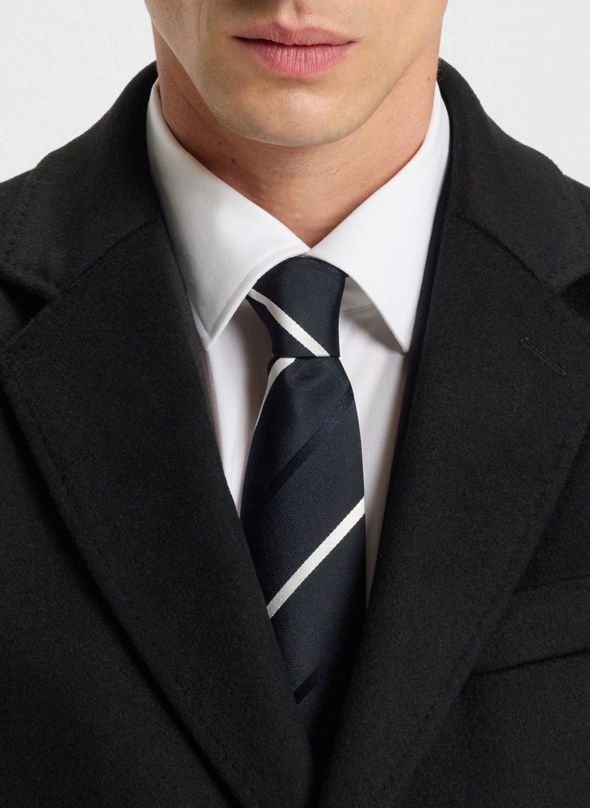 Manteau col tailleur en laine mélangée BOSS Noir