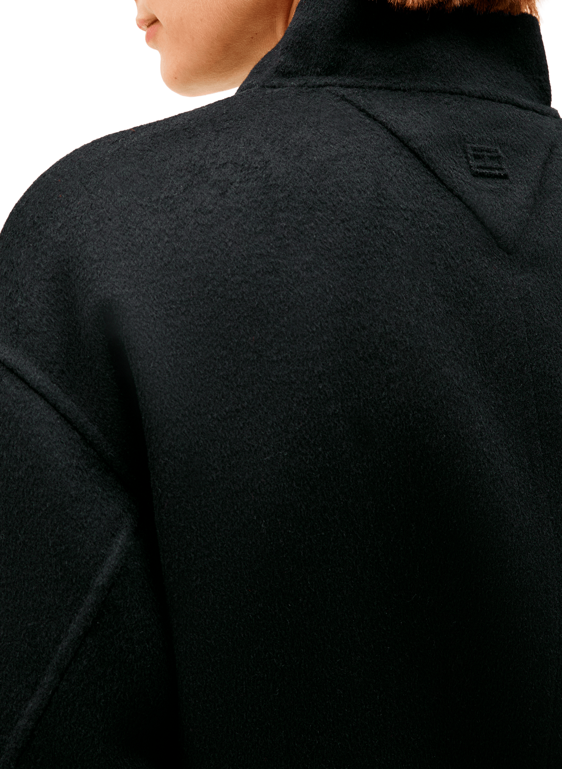 Veste courte à col montant en laine mélangée TOMMY HILFIGER Noir