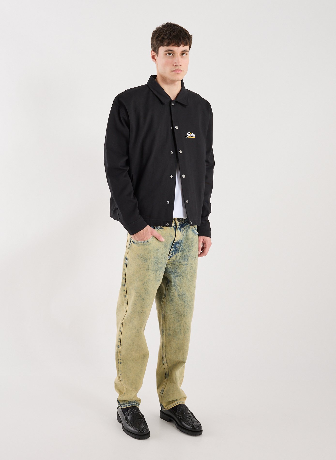 Veste ample brodée en coton mélangé JACKER. Noir