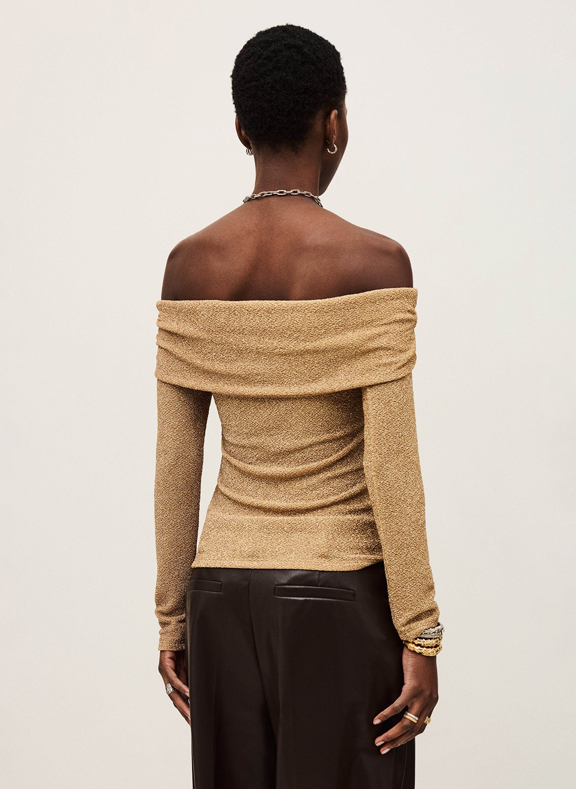 Top ajusté col bardot imprimé bai BA&SH Doré