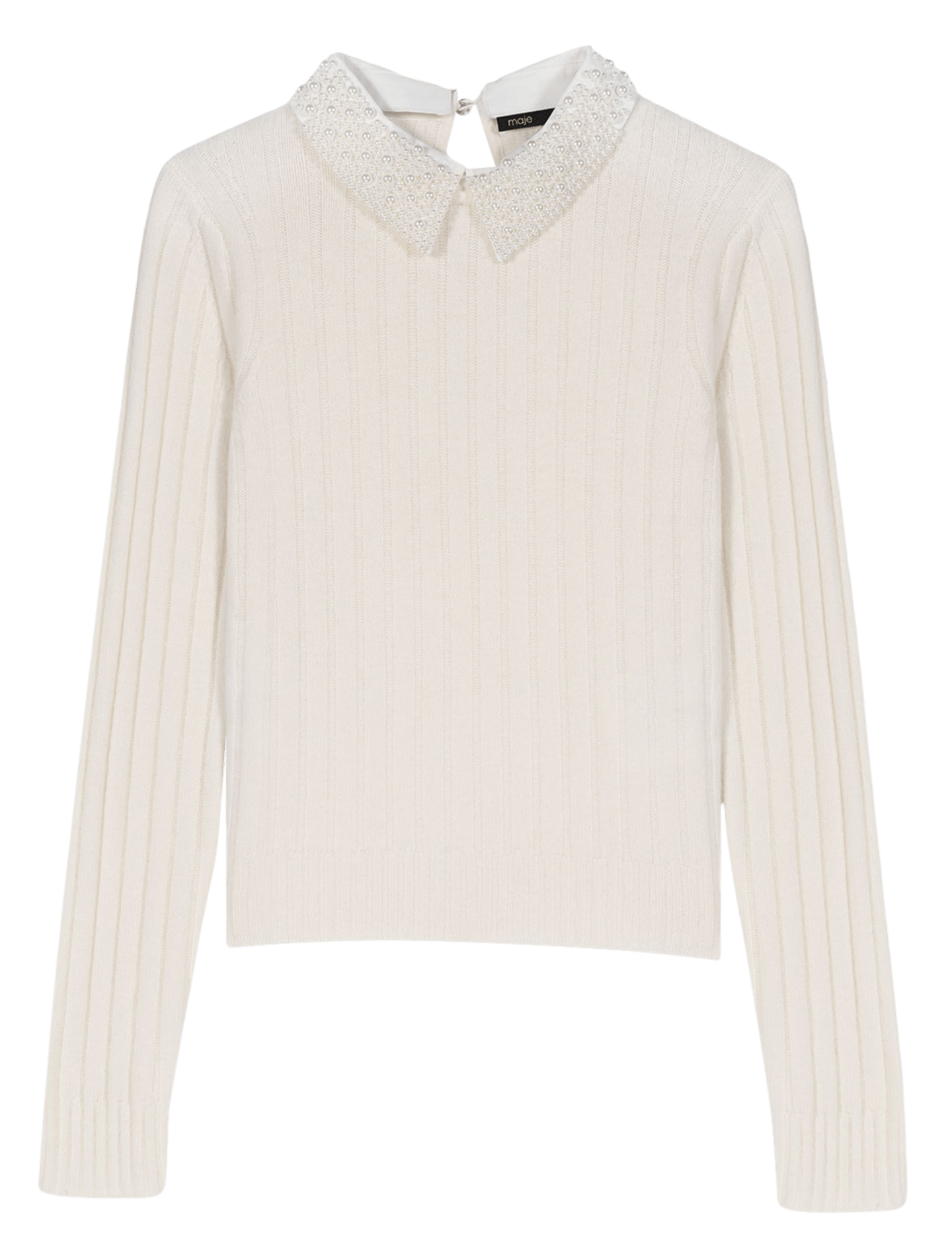 Pull col claudine en laine mélangée MAJE Beige
