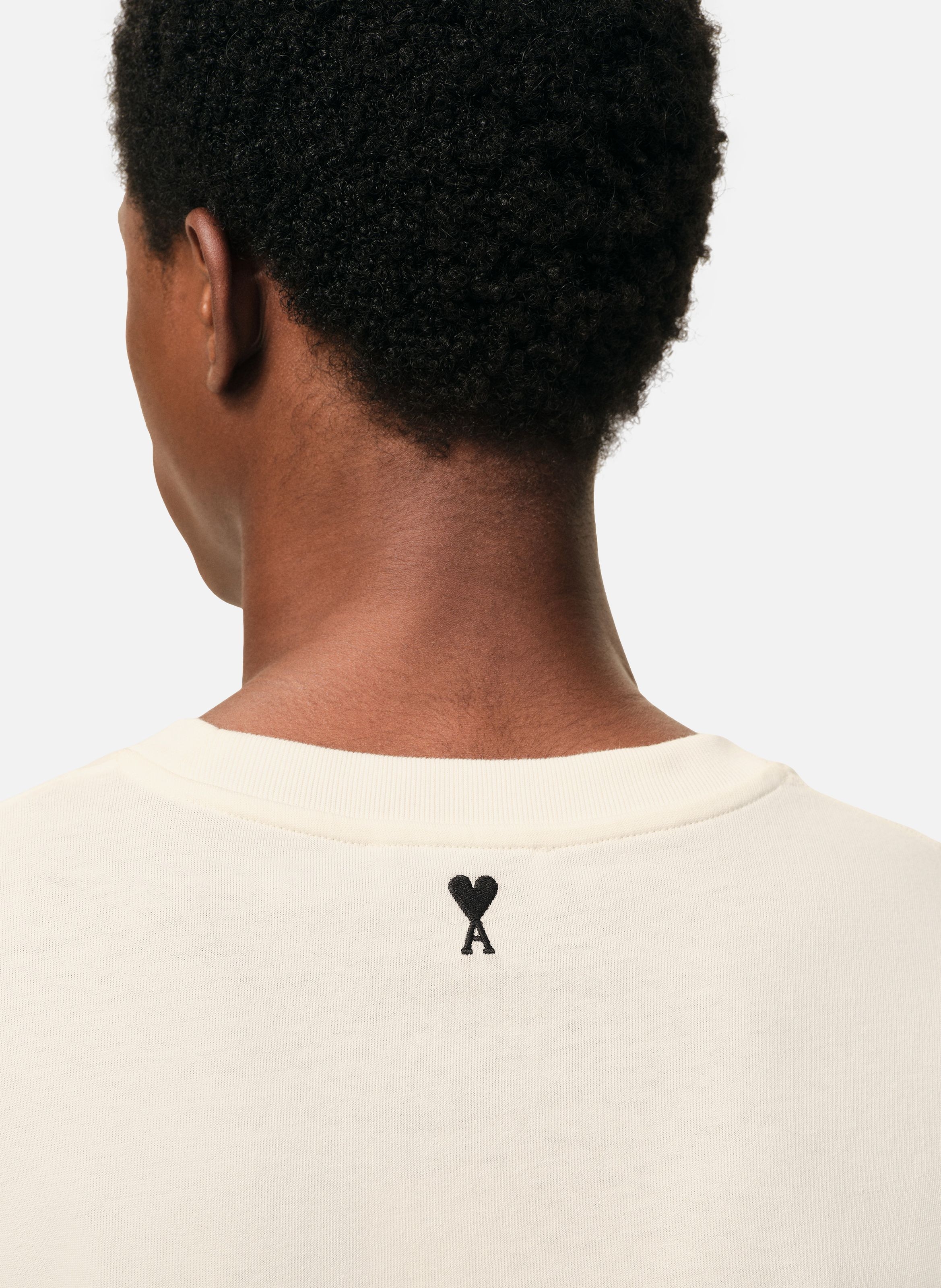 T-shirt imprimé signature unisexe en coton AMI PARIS Blanc