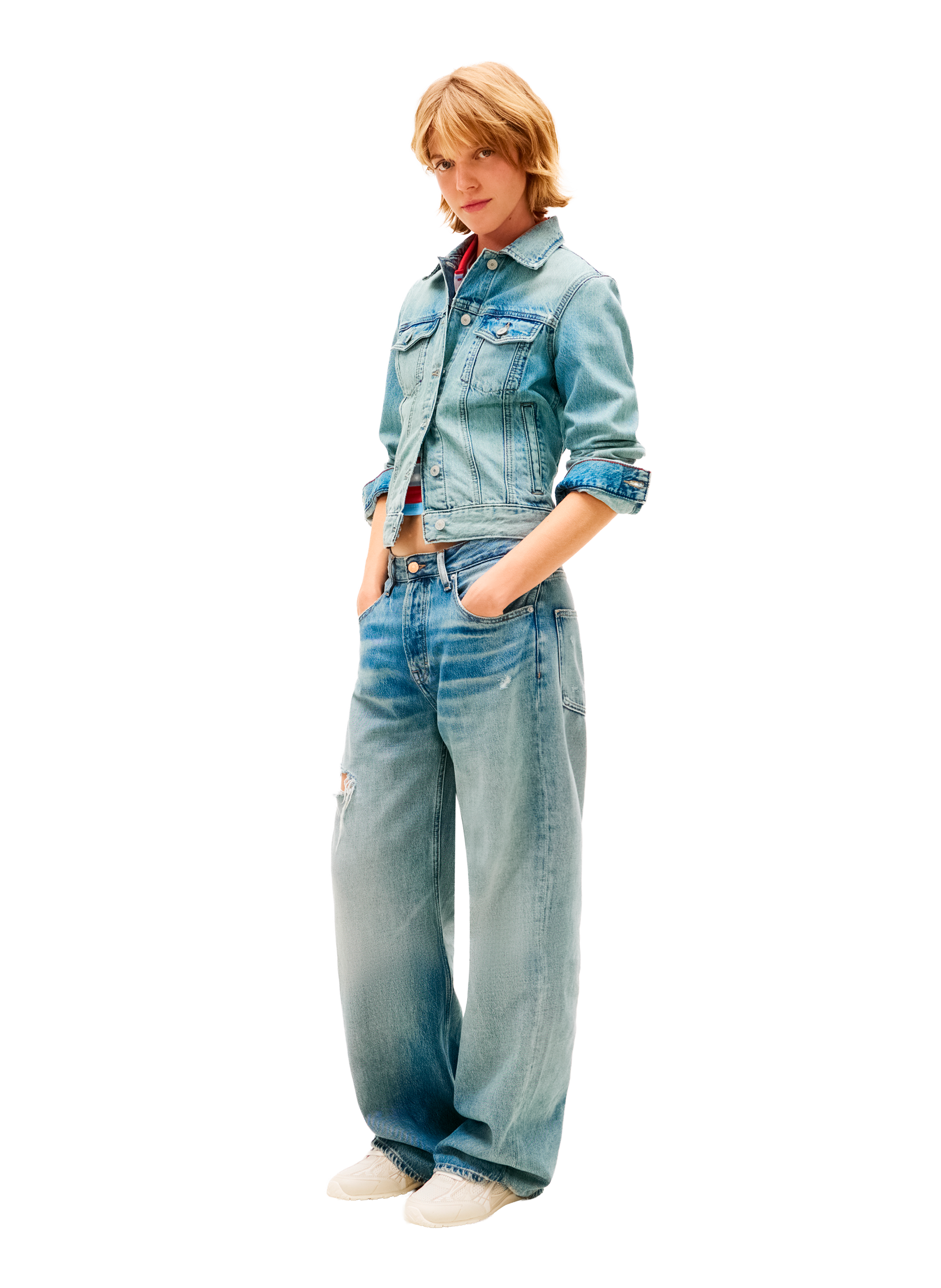 Veste en denim de coton TOMMY HILFIGER Bleu