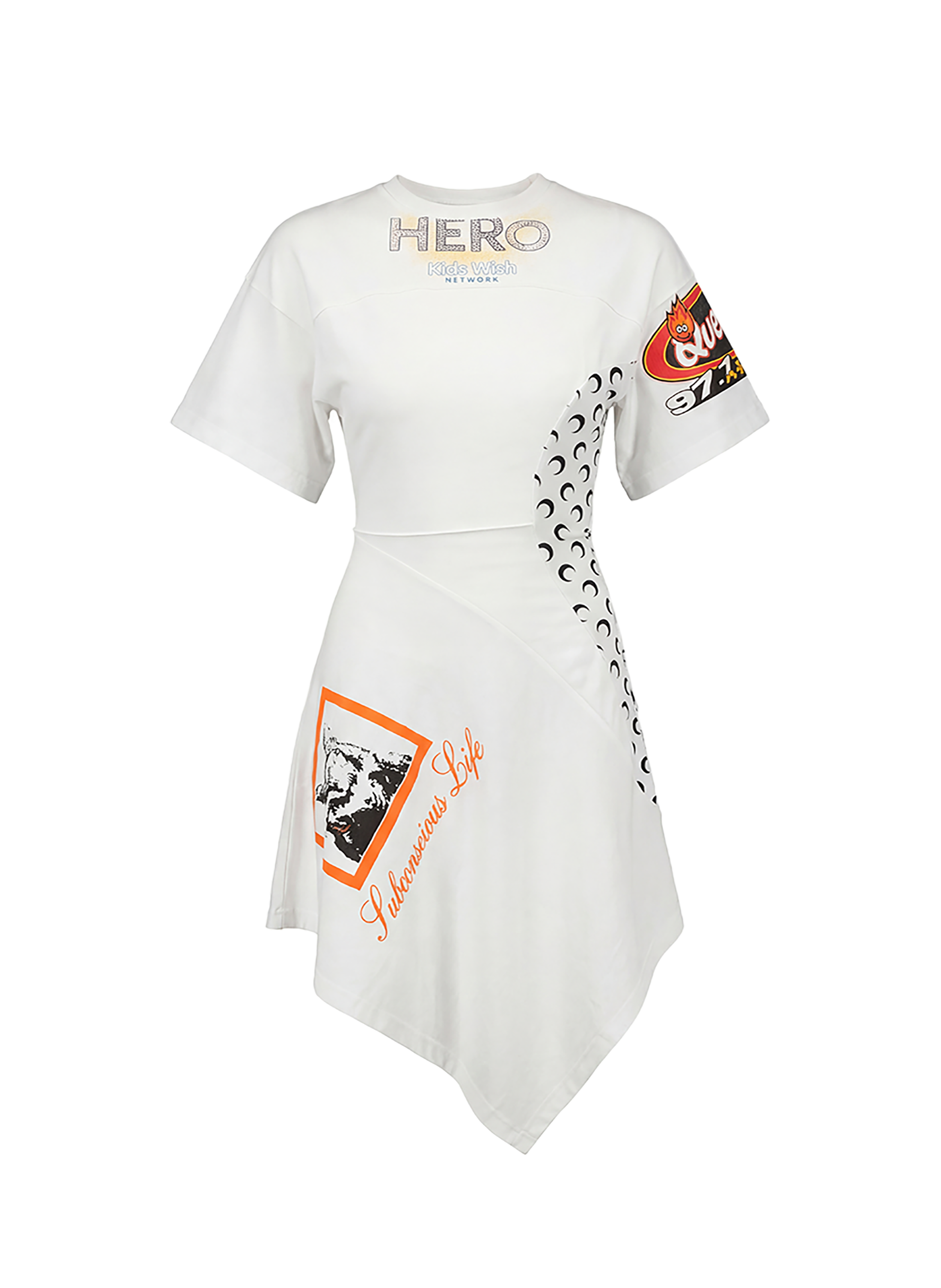 Robe asymétrique longueur genou en jersey upcyclé MARINE SERRE Blanc