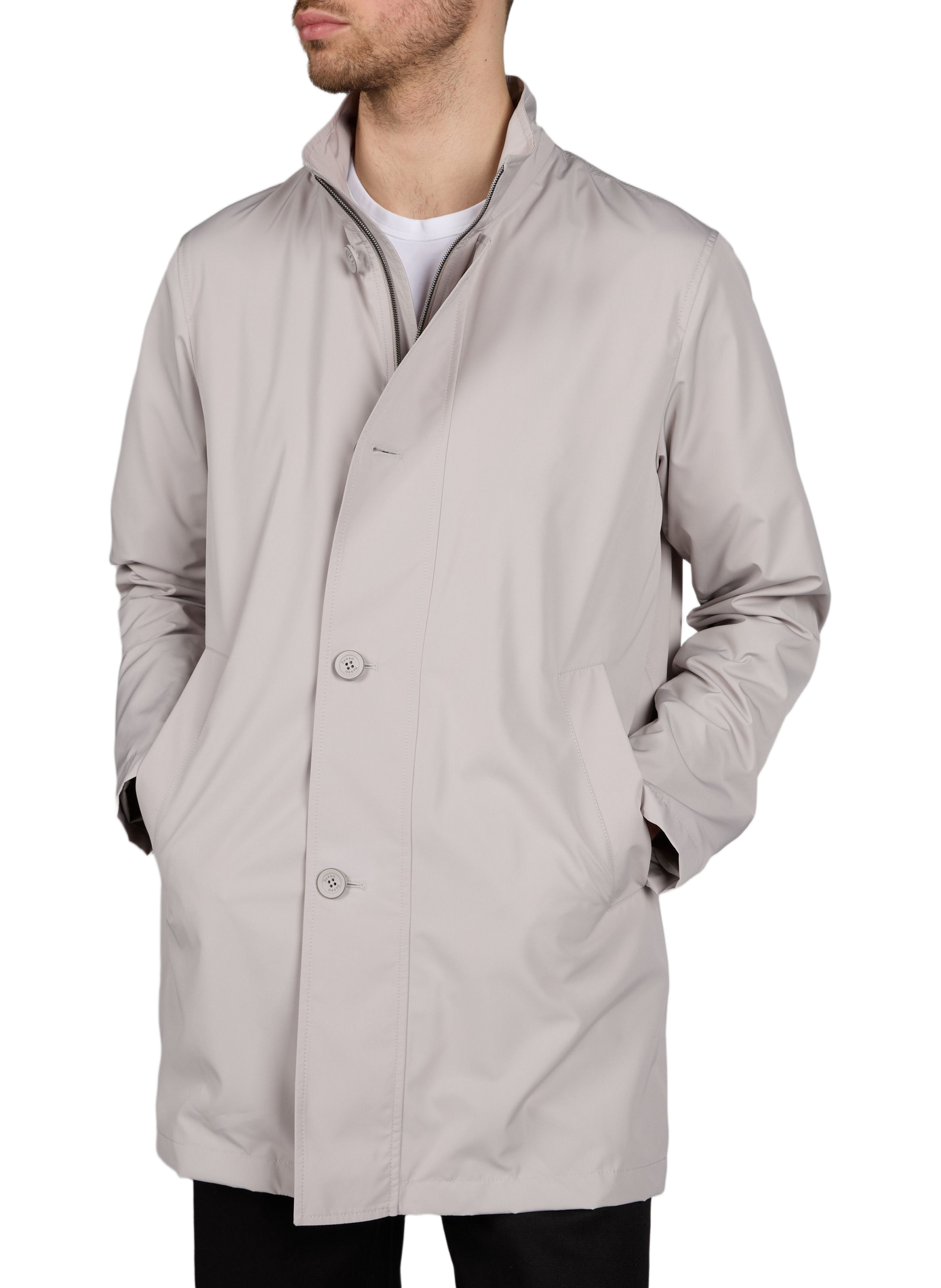 Solid high-neck raincoat HERNO Grey