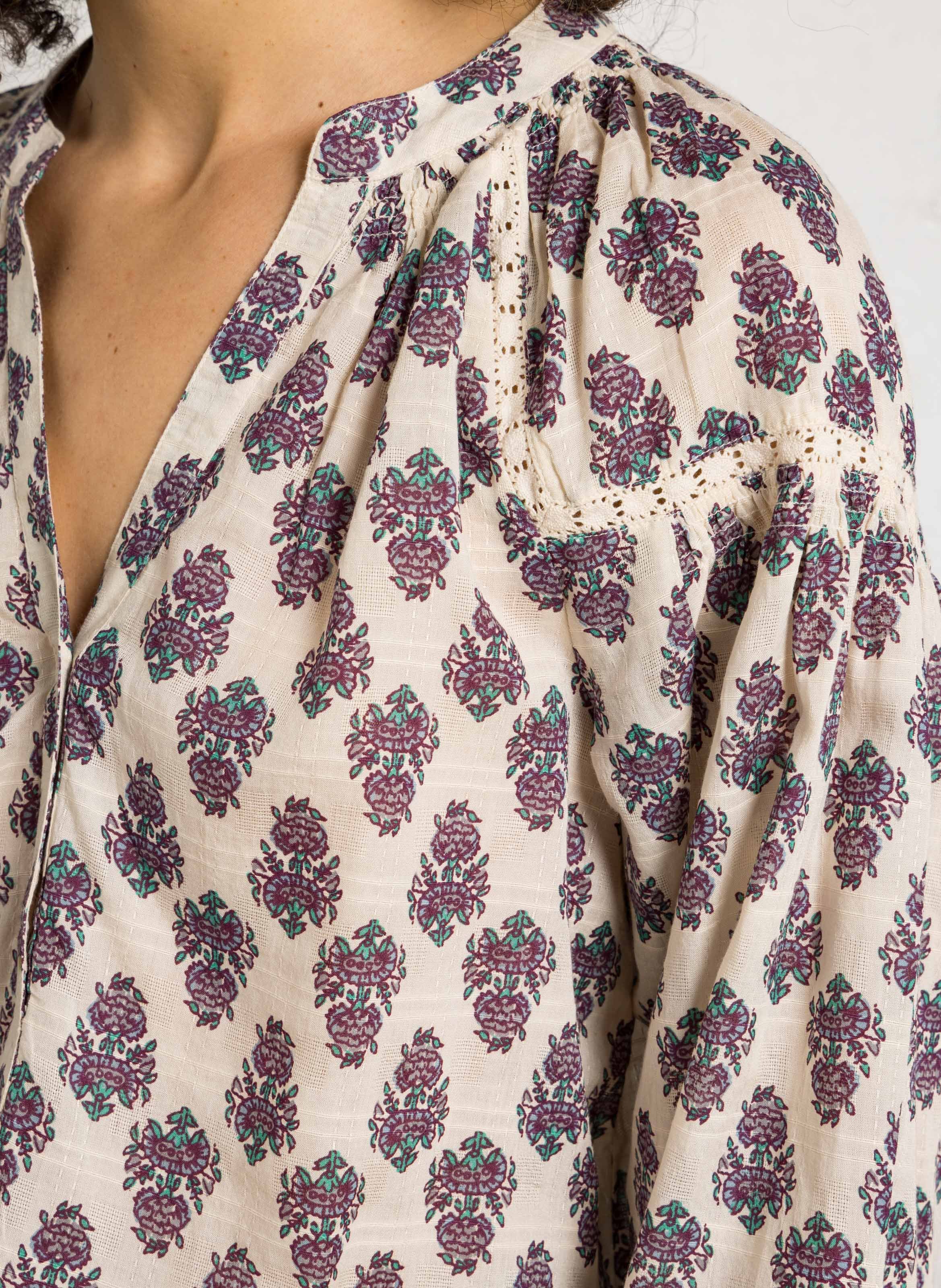 Chemisier col tunisien imprimé danica MAISON 123 Blanc